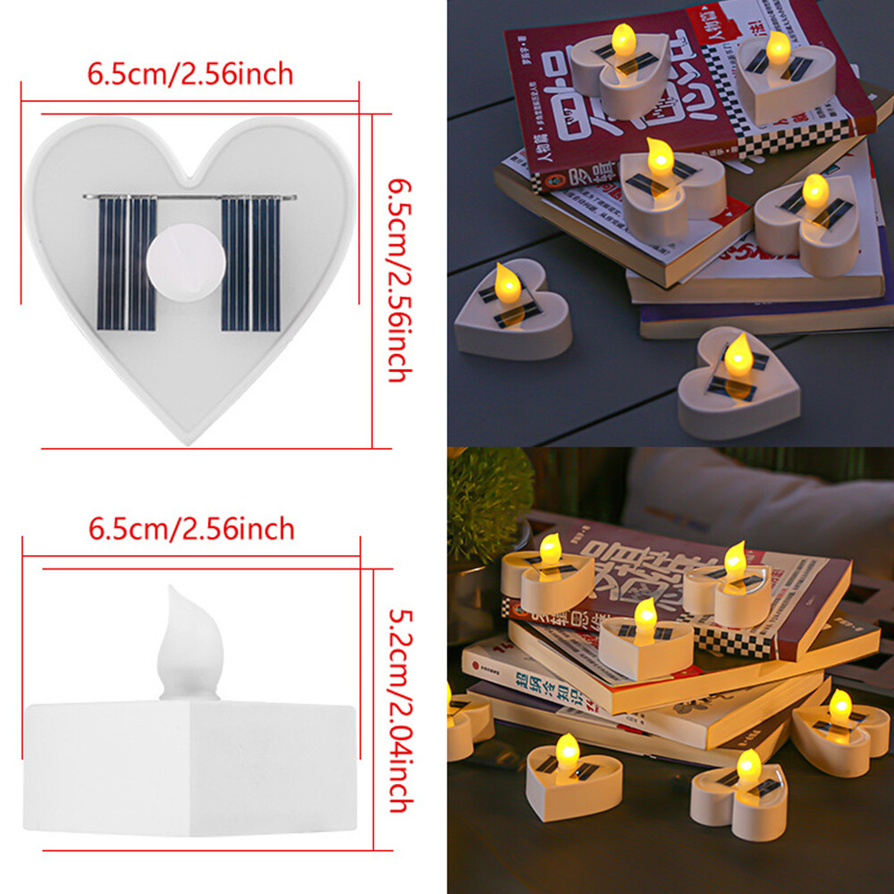 Solar Waterproof Flameless LED Tea Light Candles Flickering Dusk to Dawn Outdoor