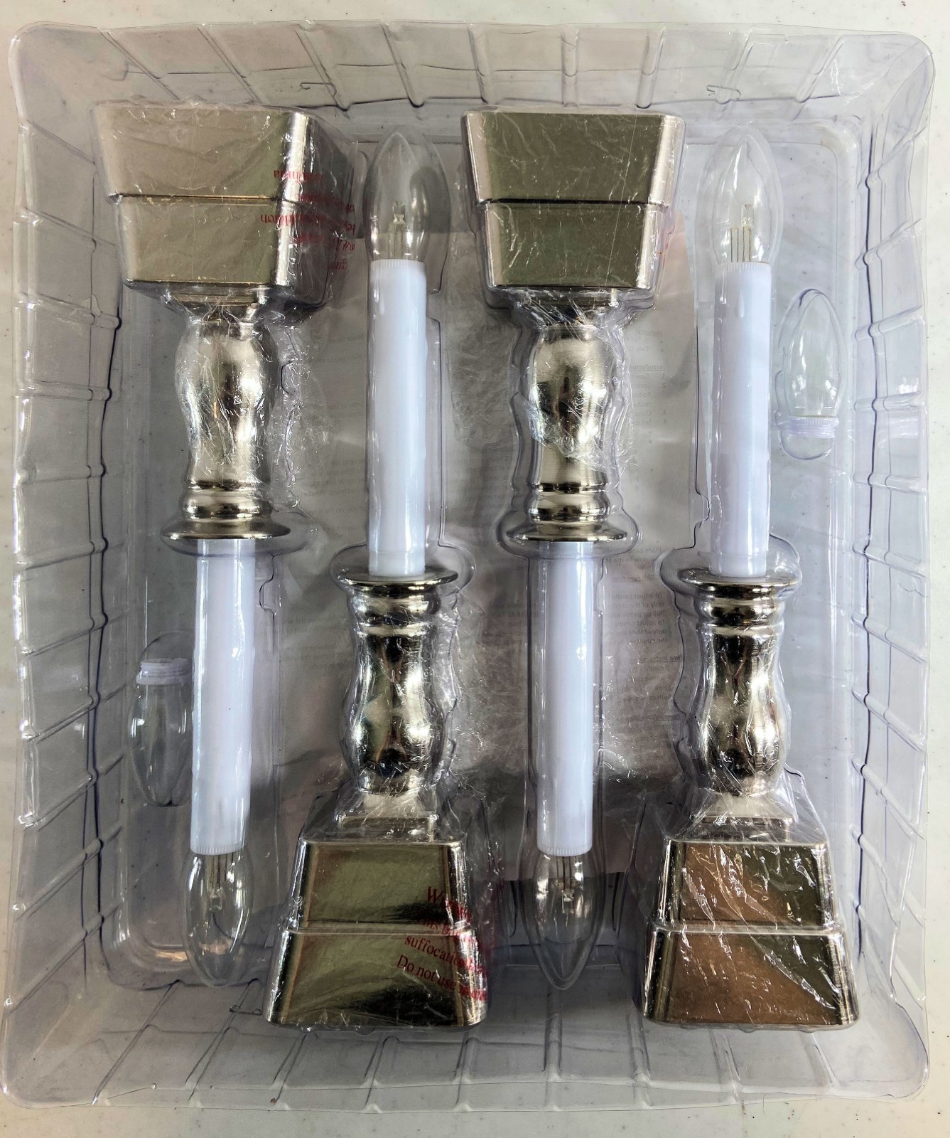 Bethlehem Lights (4) Premium Cordless Window Candles Silver