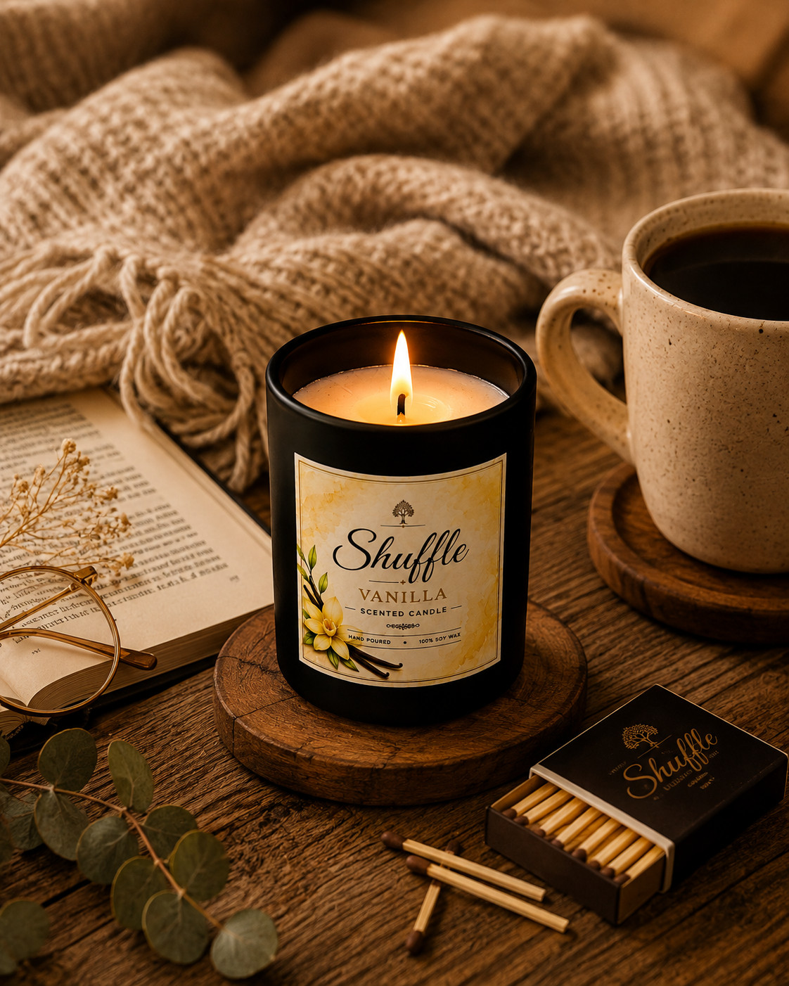 Luxury 450g Vanilla Scented Soy Wax Candle | 40-45 Hrs Burn Time | Aromatherapy