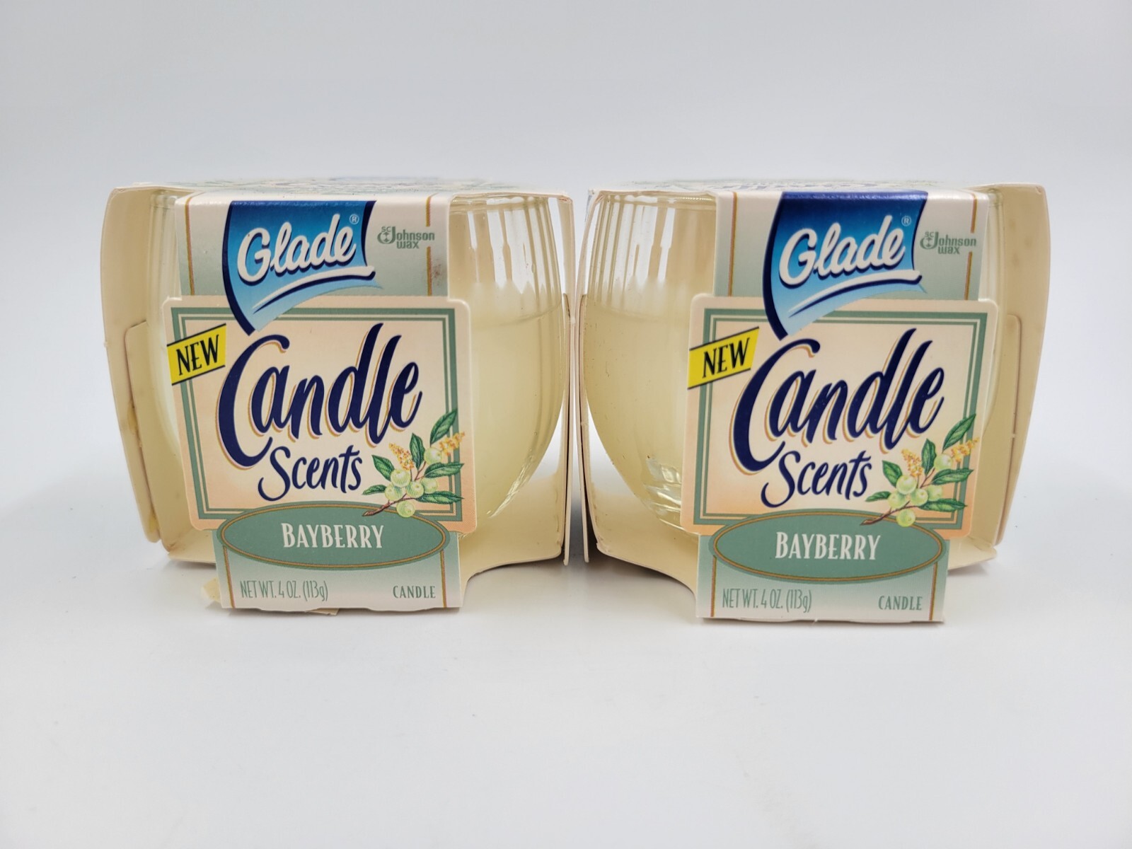 Glade Scents Bayberry Candles 4 oz 1997 Made In Canada. BrandNew! Rare 2 Vintage