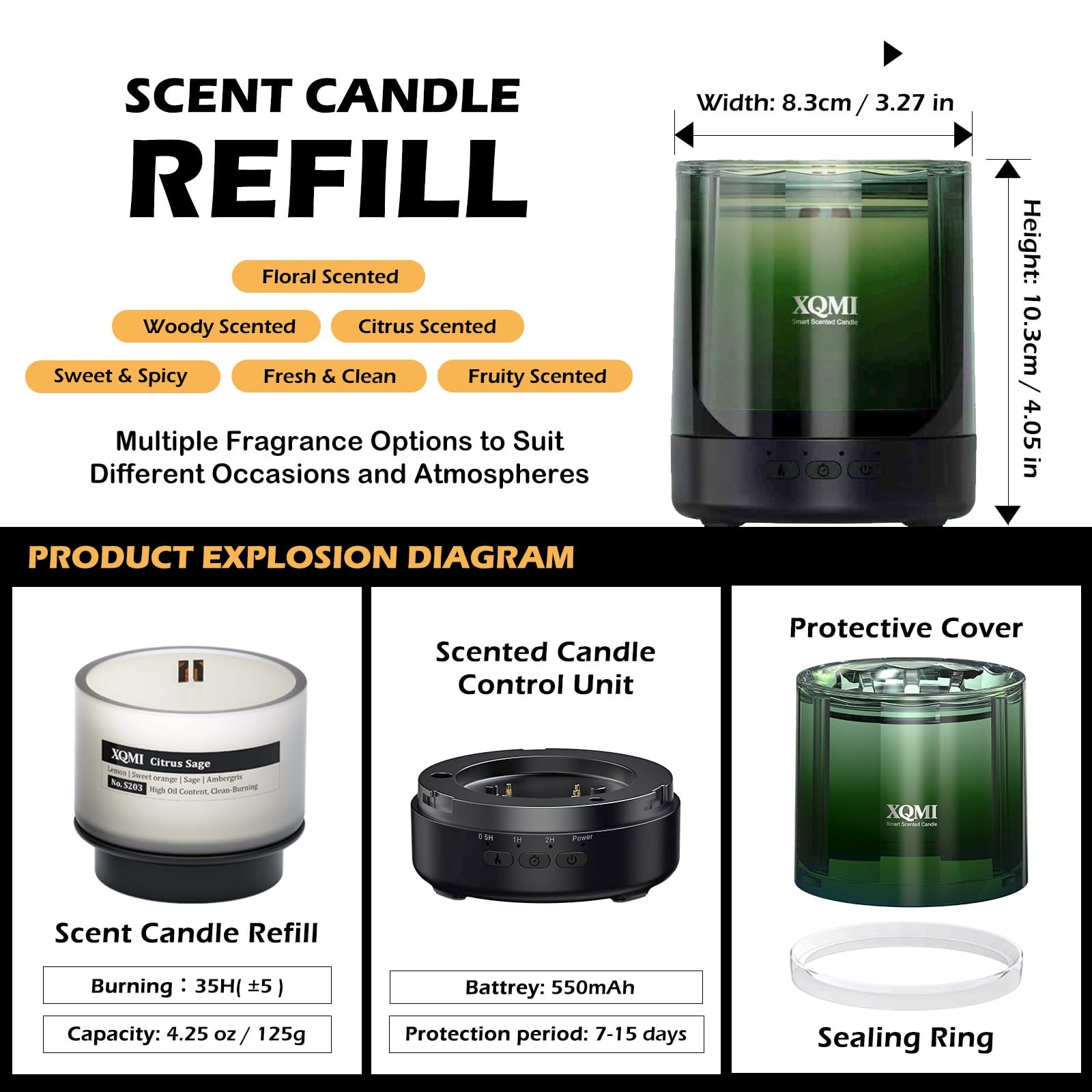 ** NEW Smart Scented Candle | Remote Ignition | Timer | Paraffin-Free | Pine