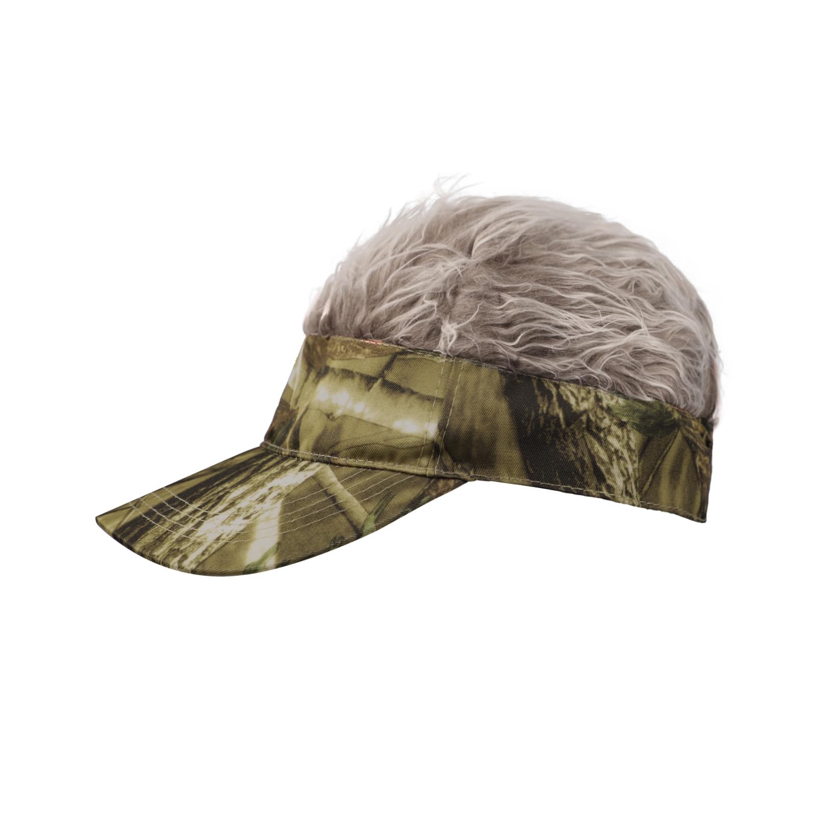 Sun Visor Cap with Fake Hair Men Wig Baseball Golf Cap Novelty Spiked Peaked …