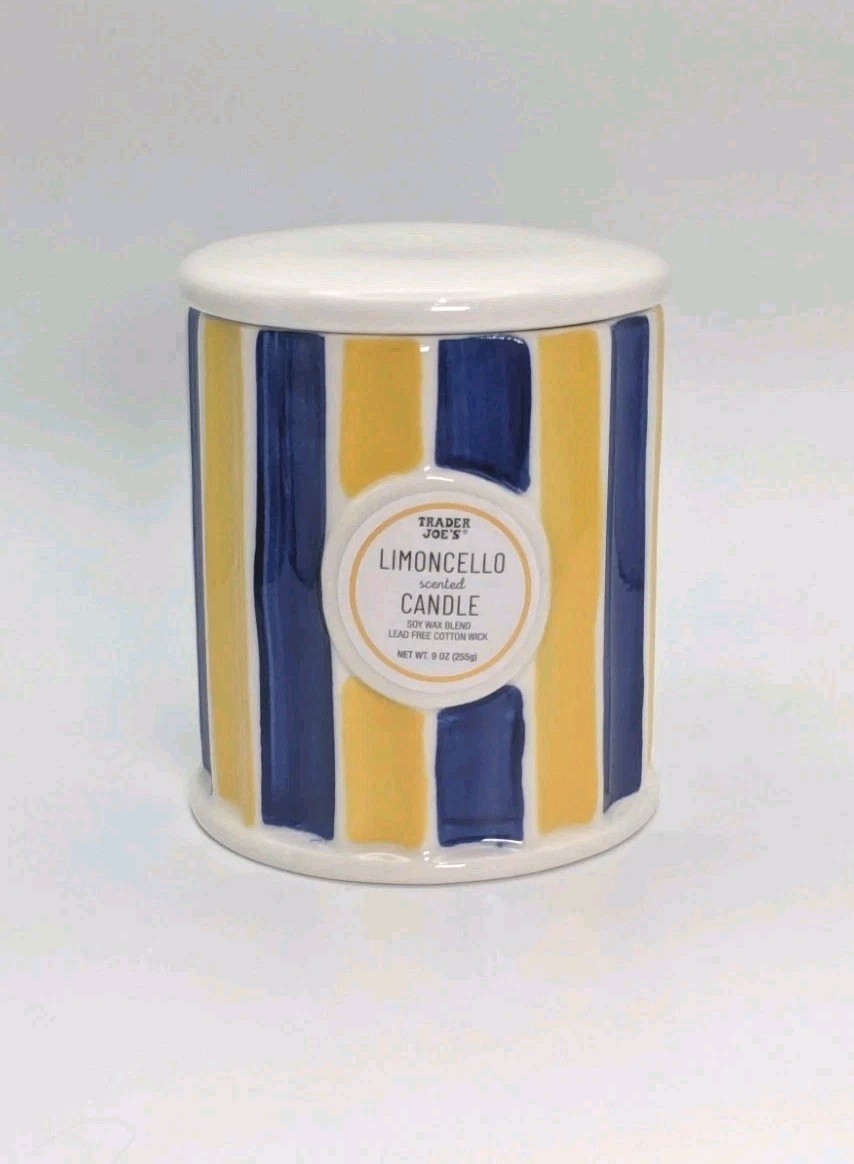 Trader Joes Limoncello Scented Candle 9 OZ Special Edition Soy Wax Blend Lid NEW