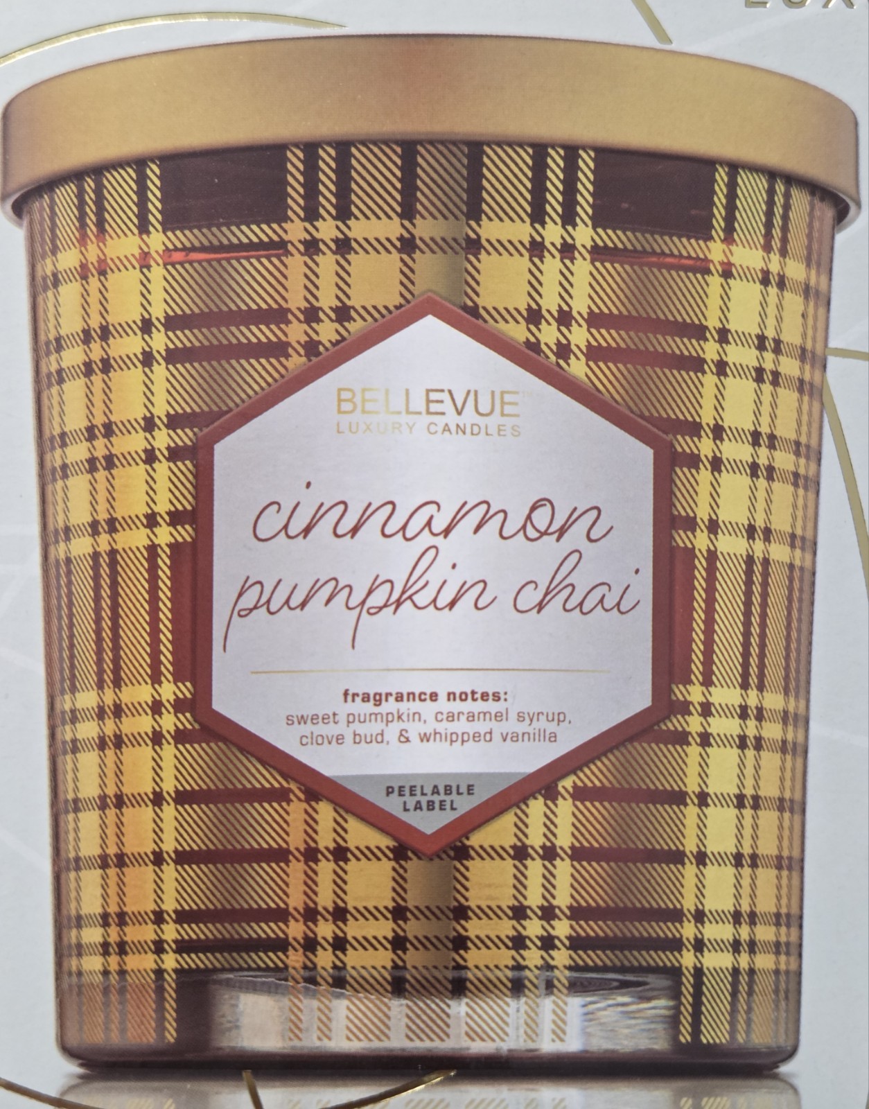 Bellevue Candle Cinnamon Pumpkin Spice Chai Soy Blend 2 Wick Orange Gold 12 Oz