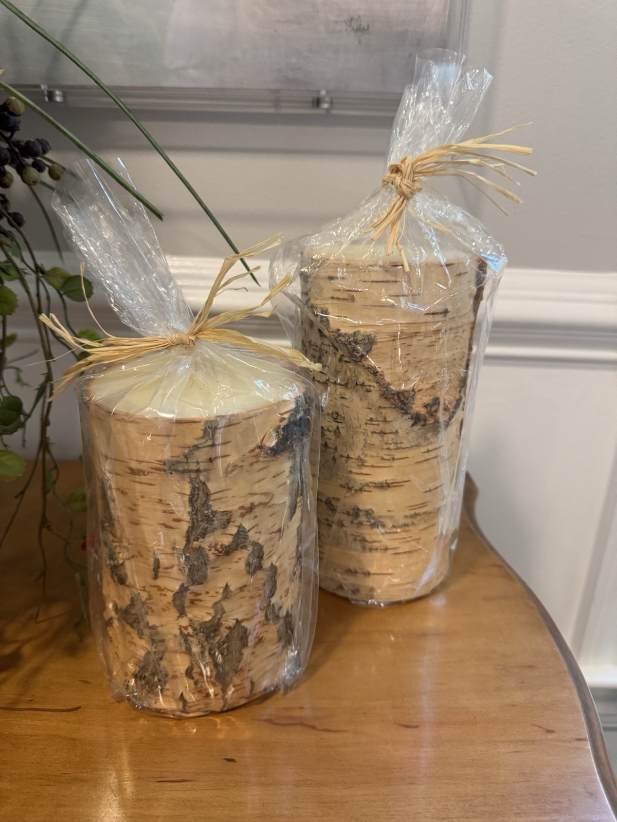 Set Of Two Pottery Barn Birch Wood Candles 6”& 8”Brand New In Package. Unscented