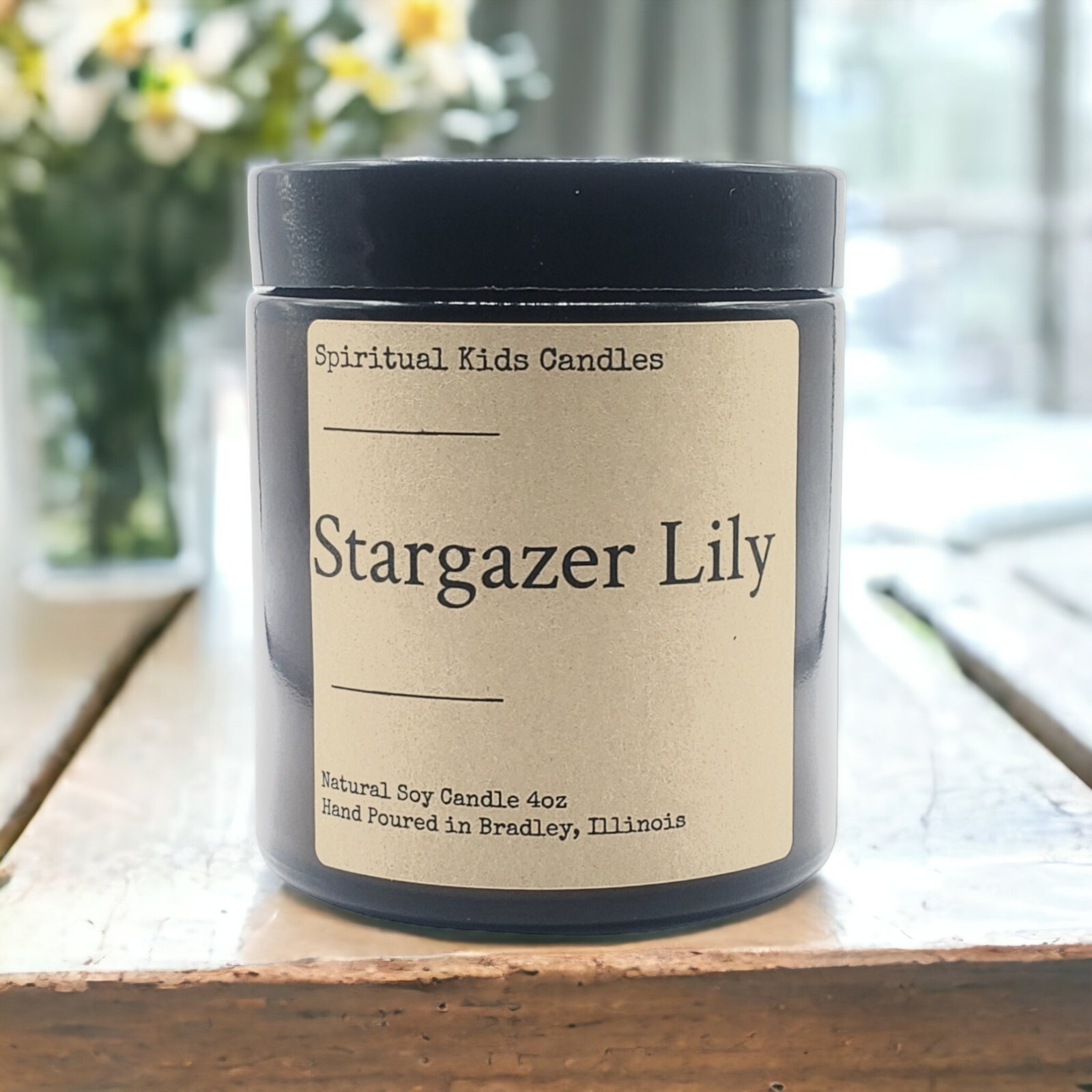 Stargazer Lily Soy Candle 4oz Jar 20-25 Hour Essential Fragrant Oils | Floral