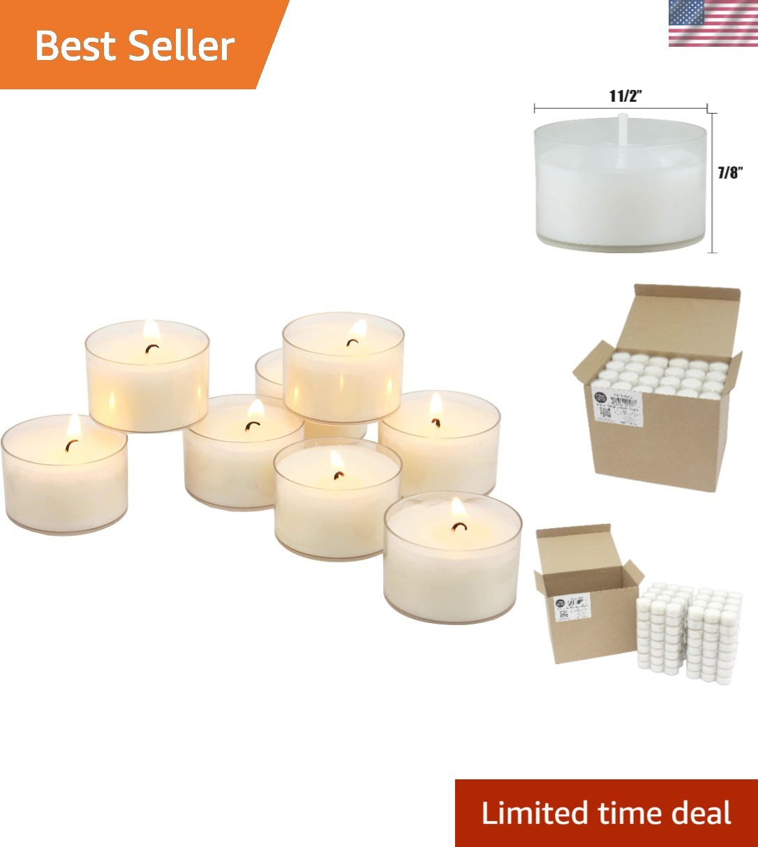 Elegant Bulk 24 Pack Unscented Long Burning Tea Light Candles – 6 to 7 Hour Burn