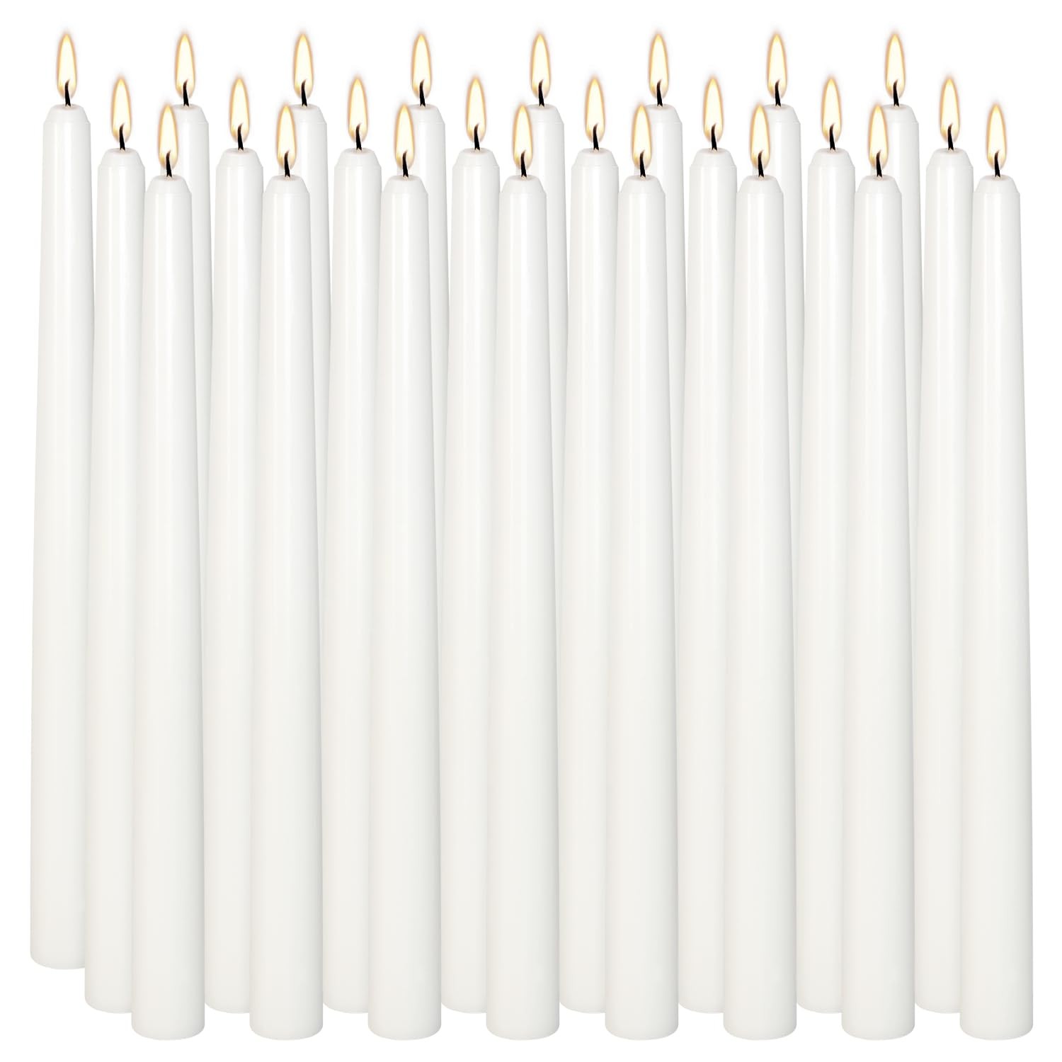 24 PCS 10 Inch White Taper Candles Dripless Smokeless Unscented Long Burning