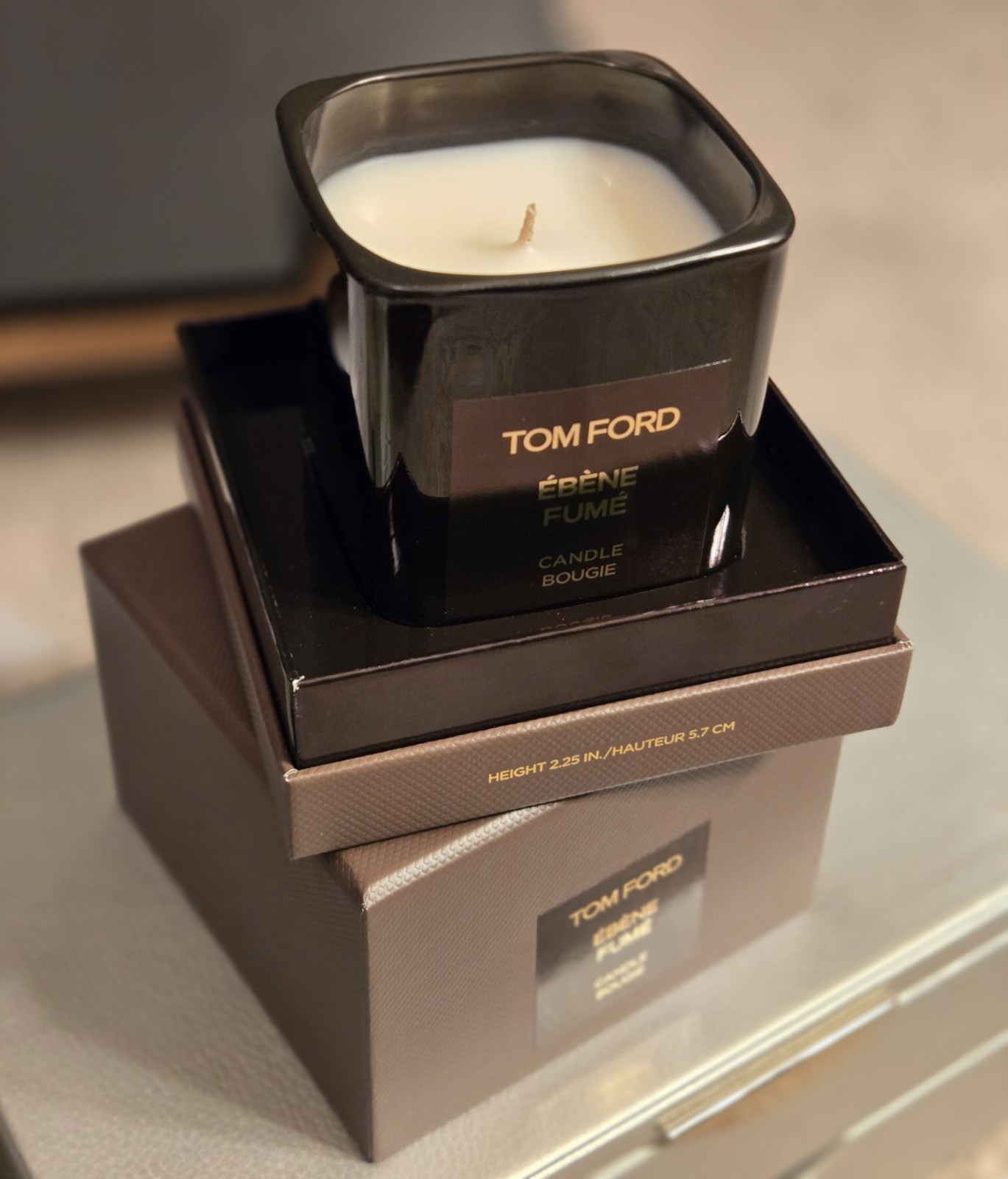 Tom Ford Ebene Fume Home Perfume Candle Bougie, Height 2.25 In, New