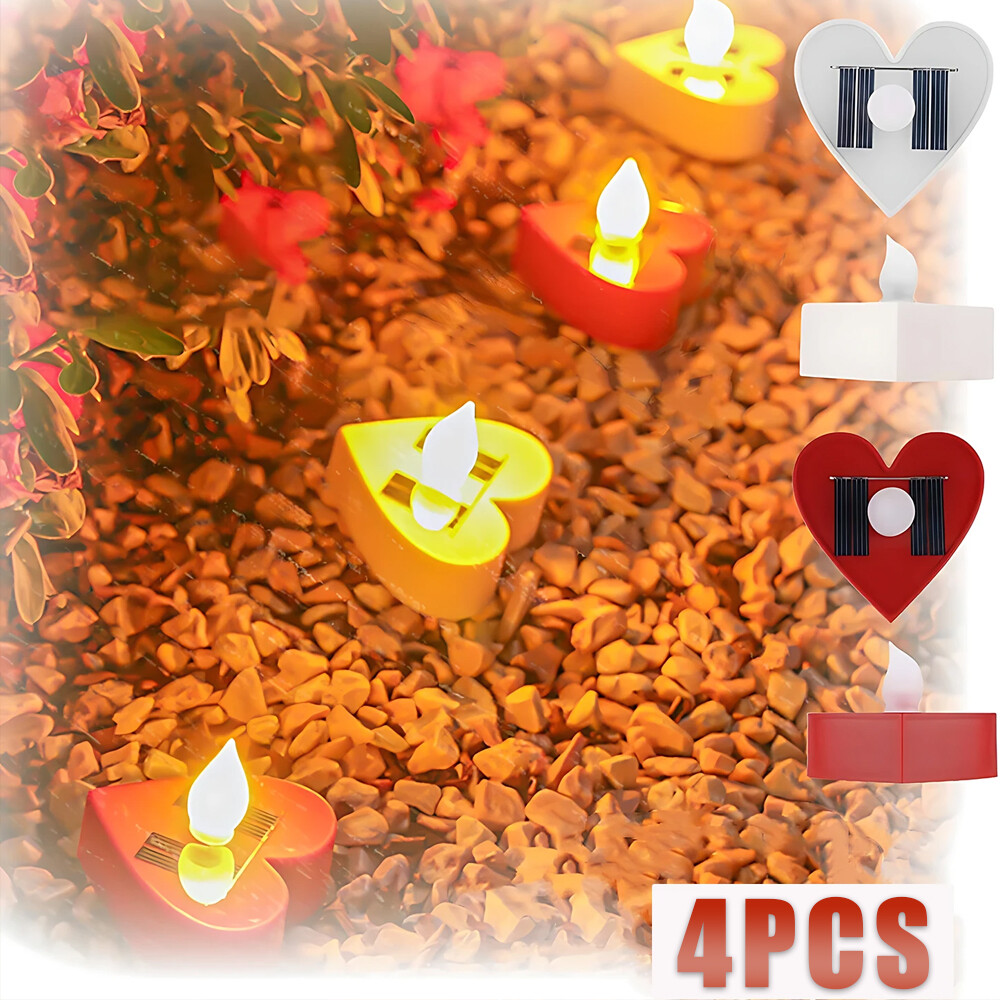 Solar Waterproof Flameless LED Tea Light Candles Flickering Dusk to Dawn Outdoor