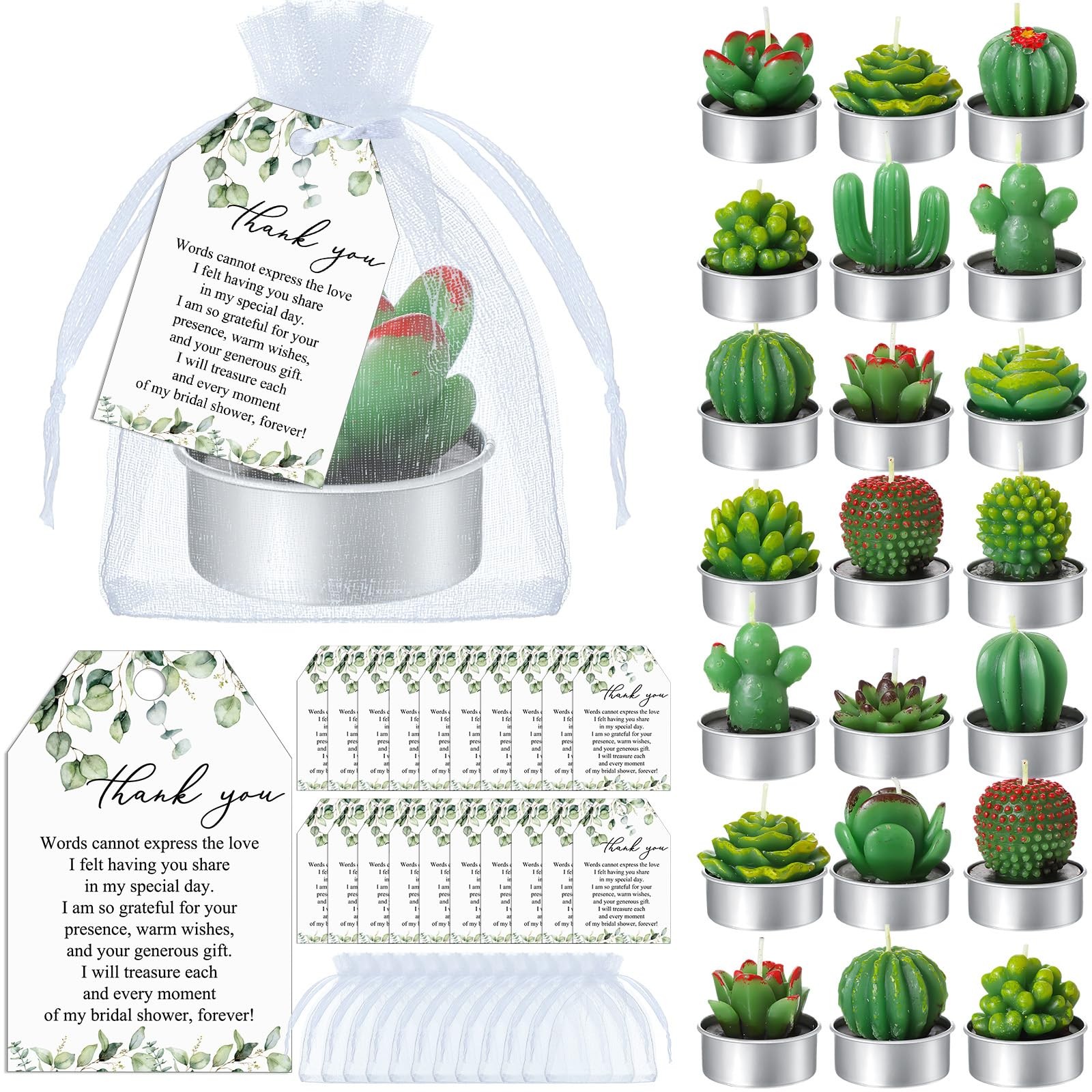 30 Sets Bridal Shower Favors for Guests Bulk Mini Succulents Tealight Candles…