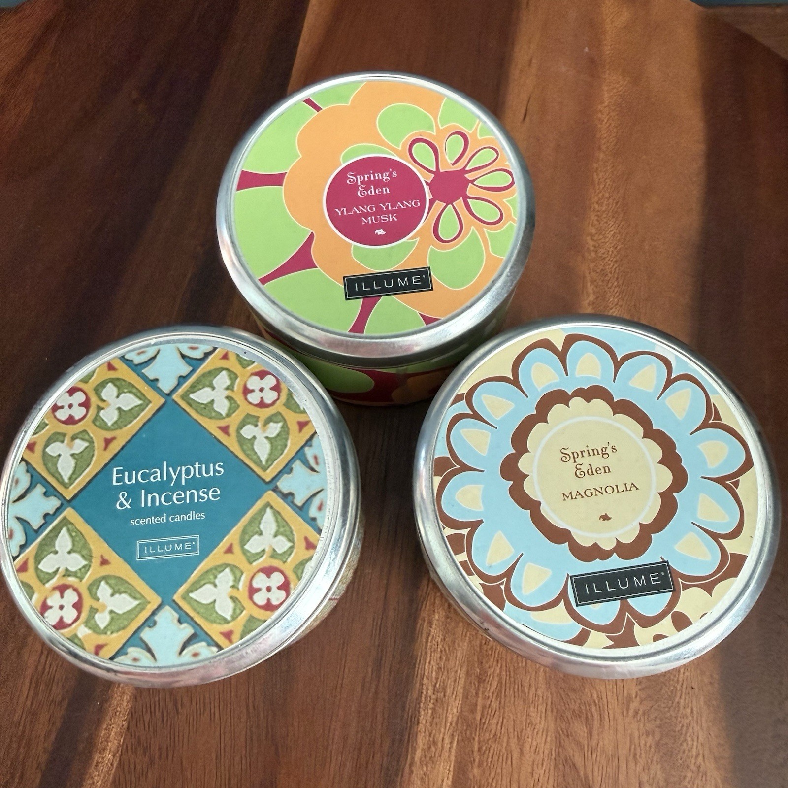 Anthropologie Illume Candles Lot 3 Discontinued Magnolia Ylang Eucalyptus New