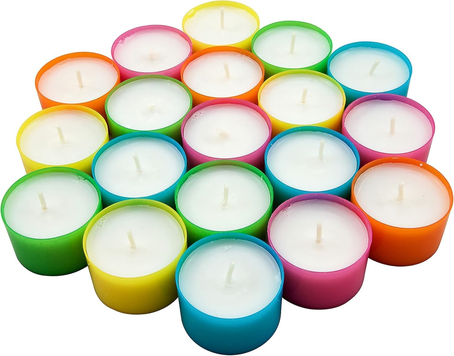 48 Pack Multicolor Unscented 6 to 7 Hour Long Burning Tea Light