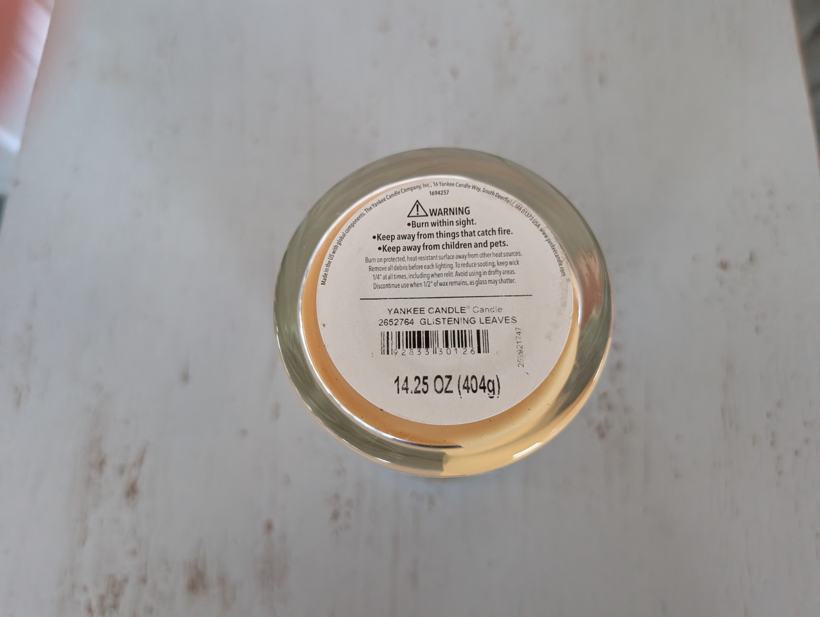 New! Yankee Candle Glistening Leaves Medium Size 14.25oz