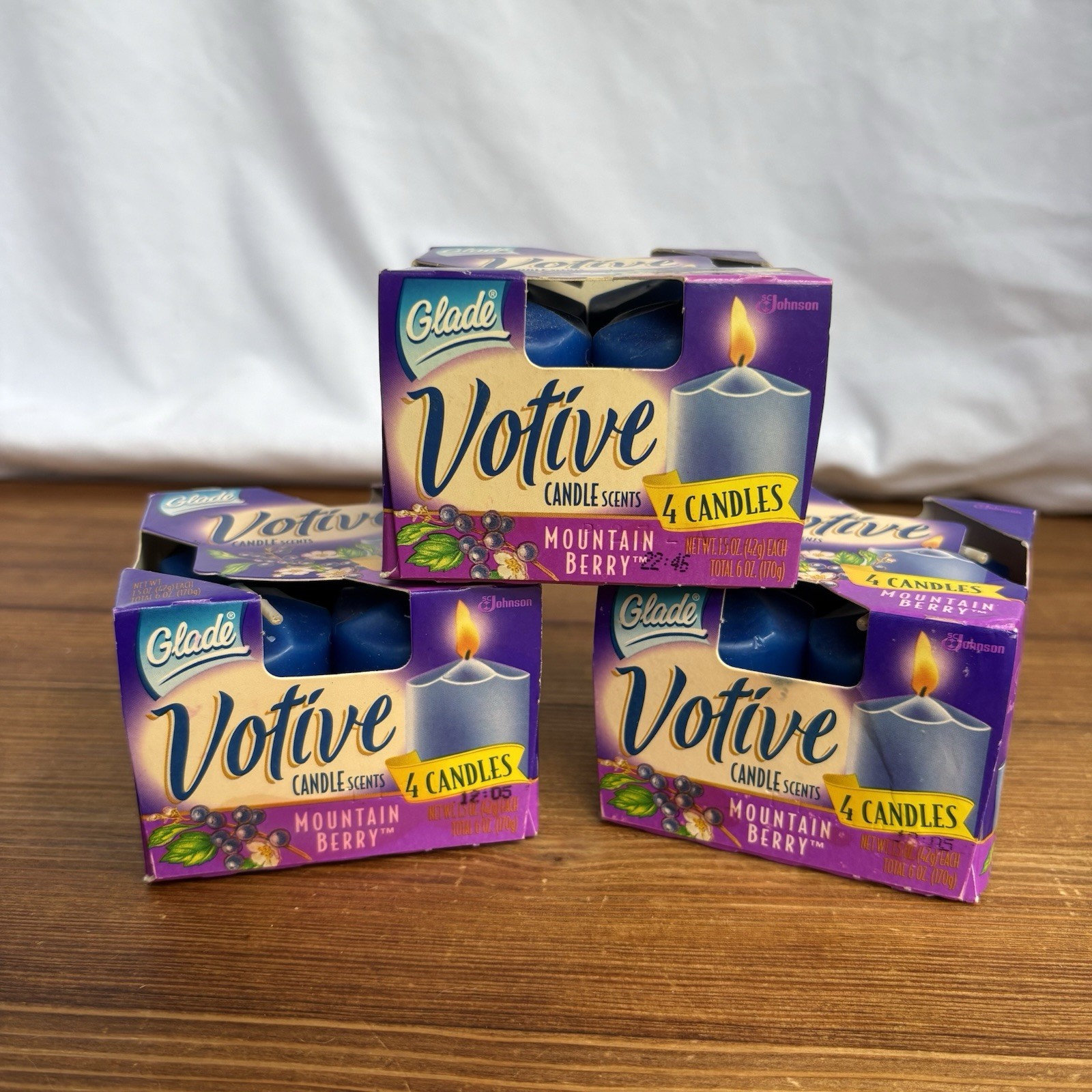 Vintage 1997 Glade Mountain Berry Votive Candles Lot of 3 Packs 12 Candles