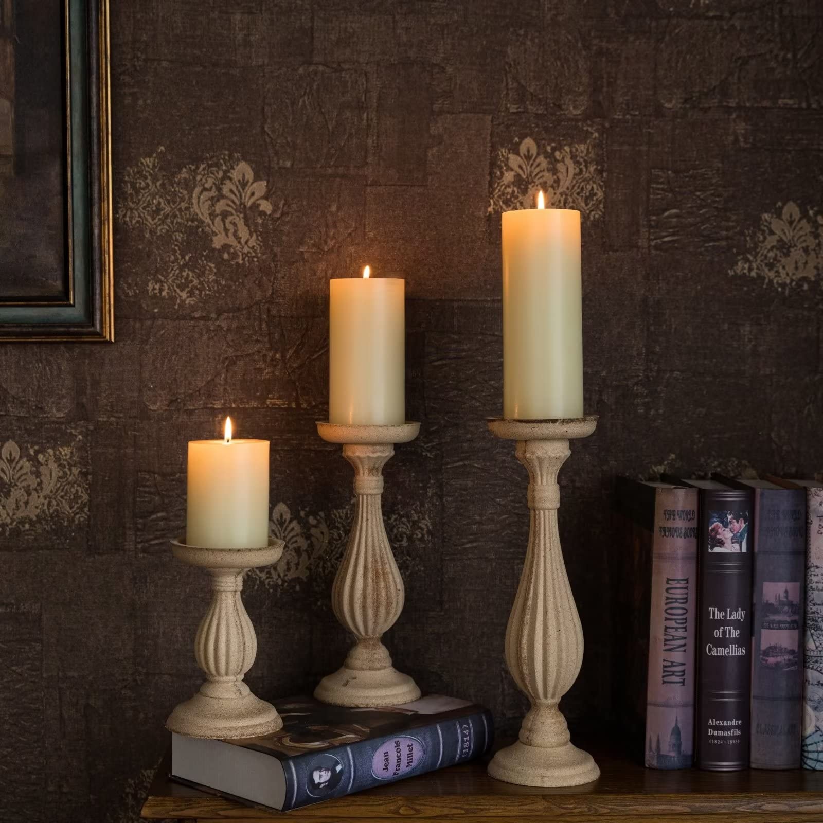 3″ x 4″ Hand-Poured Unscented Dripless Pillar Candle Set 3 Long Clean Burning