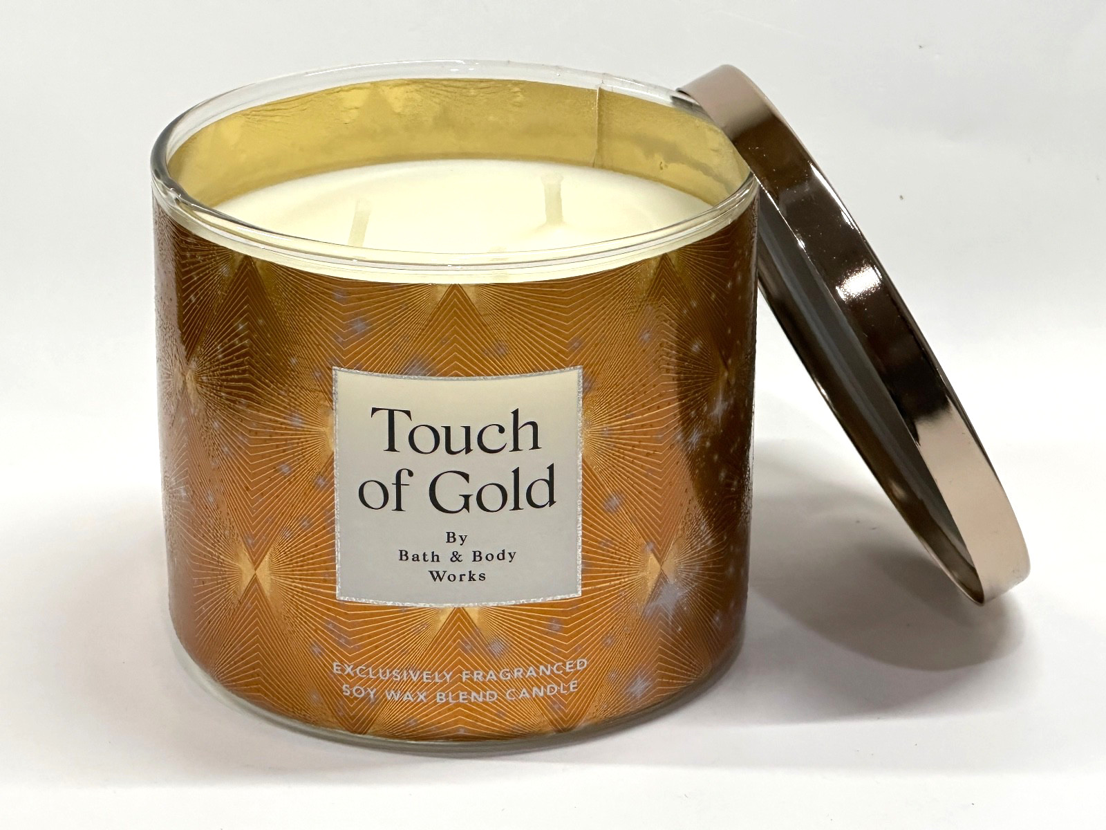BATH & BODY WORKS TOUCH OF GOLD LARGE 3-WICK 14.5 OZ SCENTED FILLED CANDLE NEW