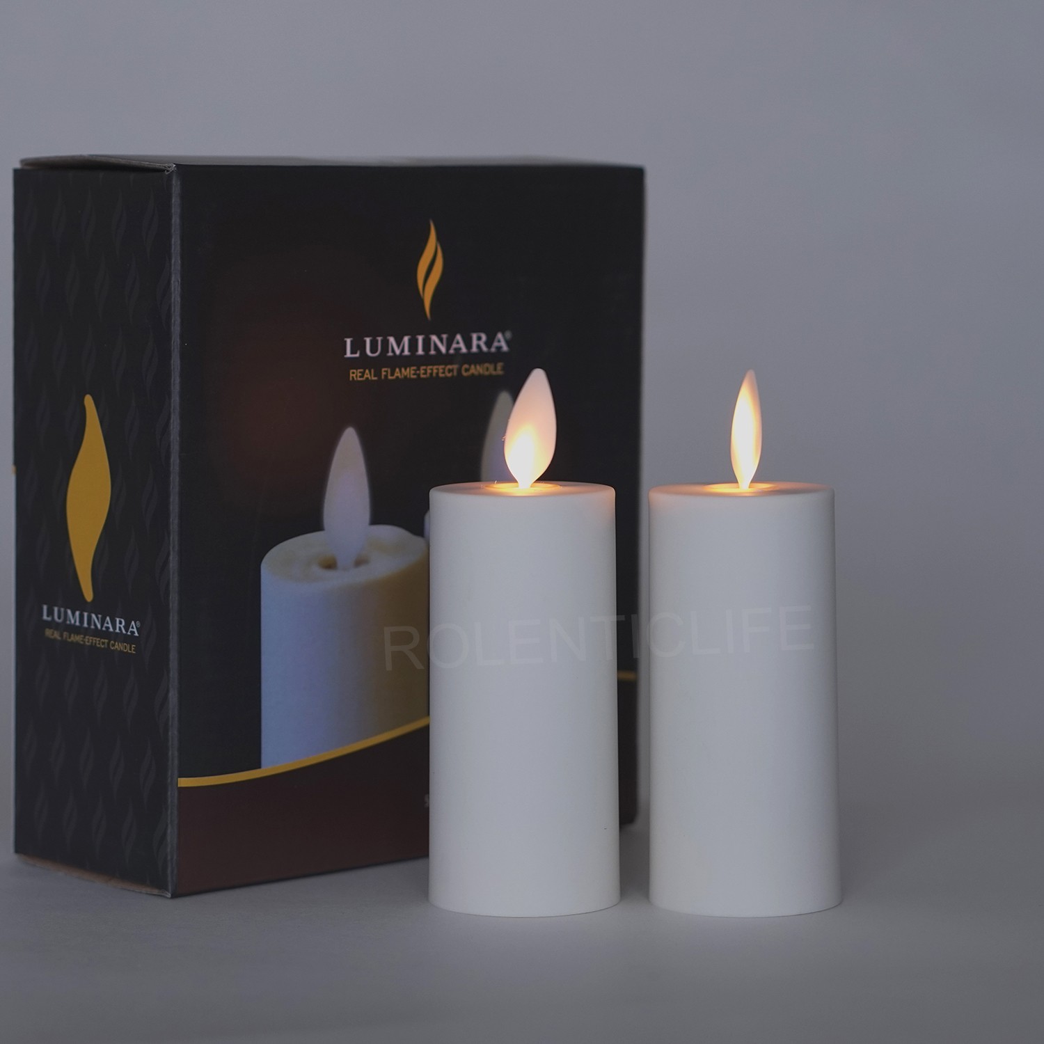 Luminara Ivory Flameless Votive Candles Moving Wick Timer Remote LED Set of 2
