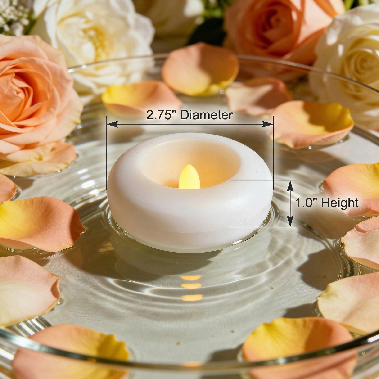 LED Floating Candles Flameless Tealights 2.75″, Water Activated Waterproof 12PK
