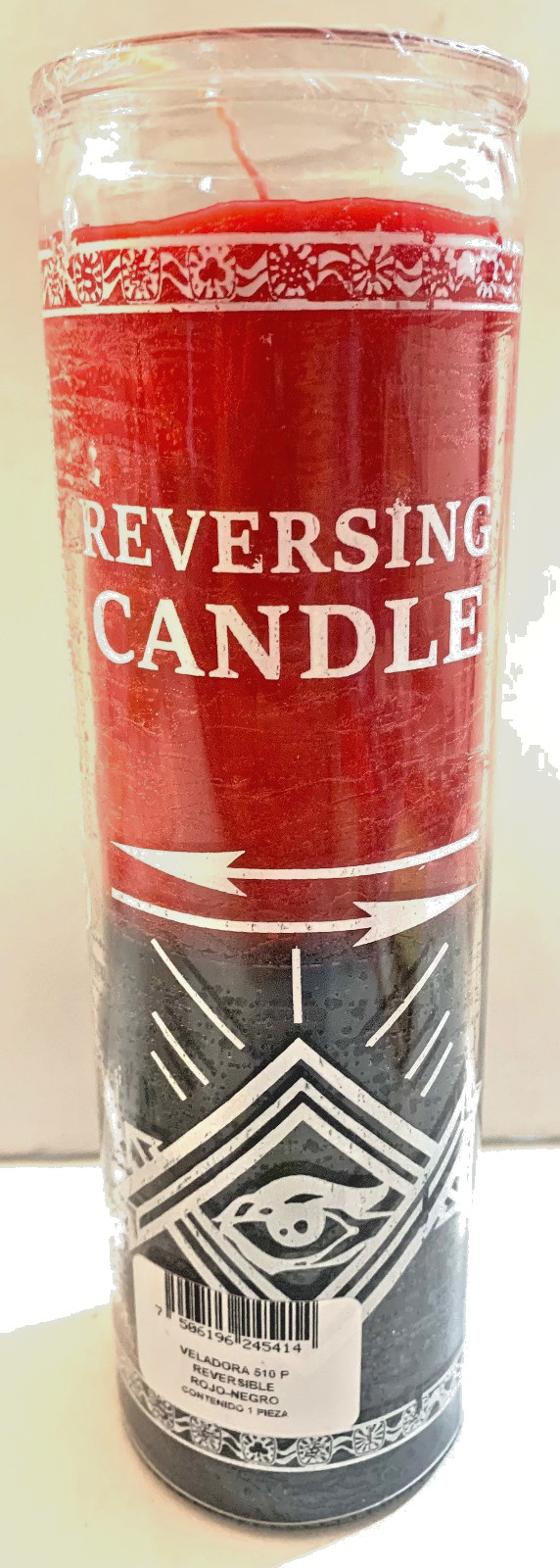 Reversible Double Action 2 Color (Red Over Black) Unscented Pillar Candle