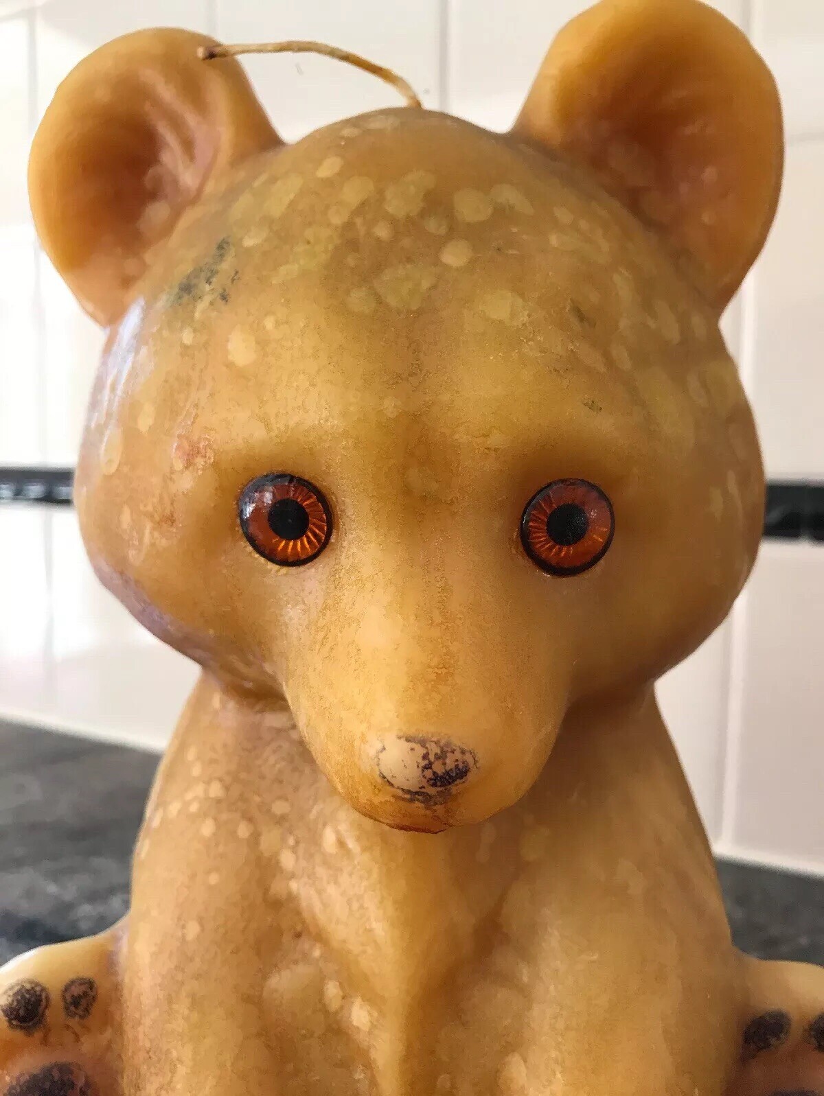 1970s Yellow Bear Candle Wax Large Retro Hippie Mountains Nature Cub VTG Vintage