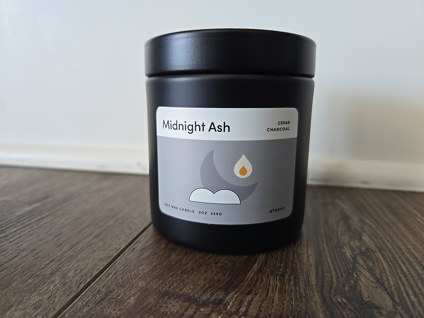 Tushy Bathroom Candle Midnight Ash Cedar Charcoal Soy 9 Oz