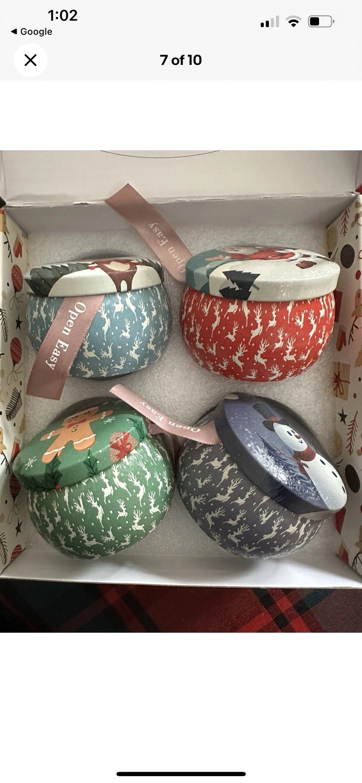Scented Candles Gift Set Christmas Natural Soy Wax 2.5 Oz / Tin Unit Unopened