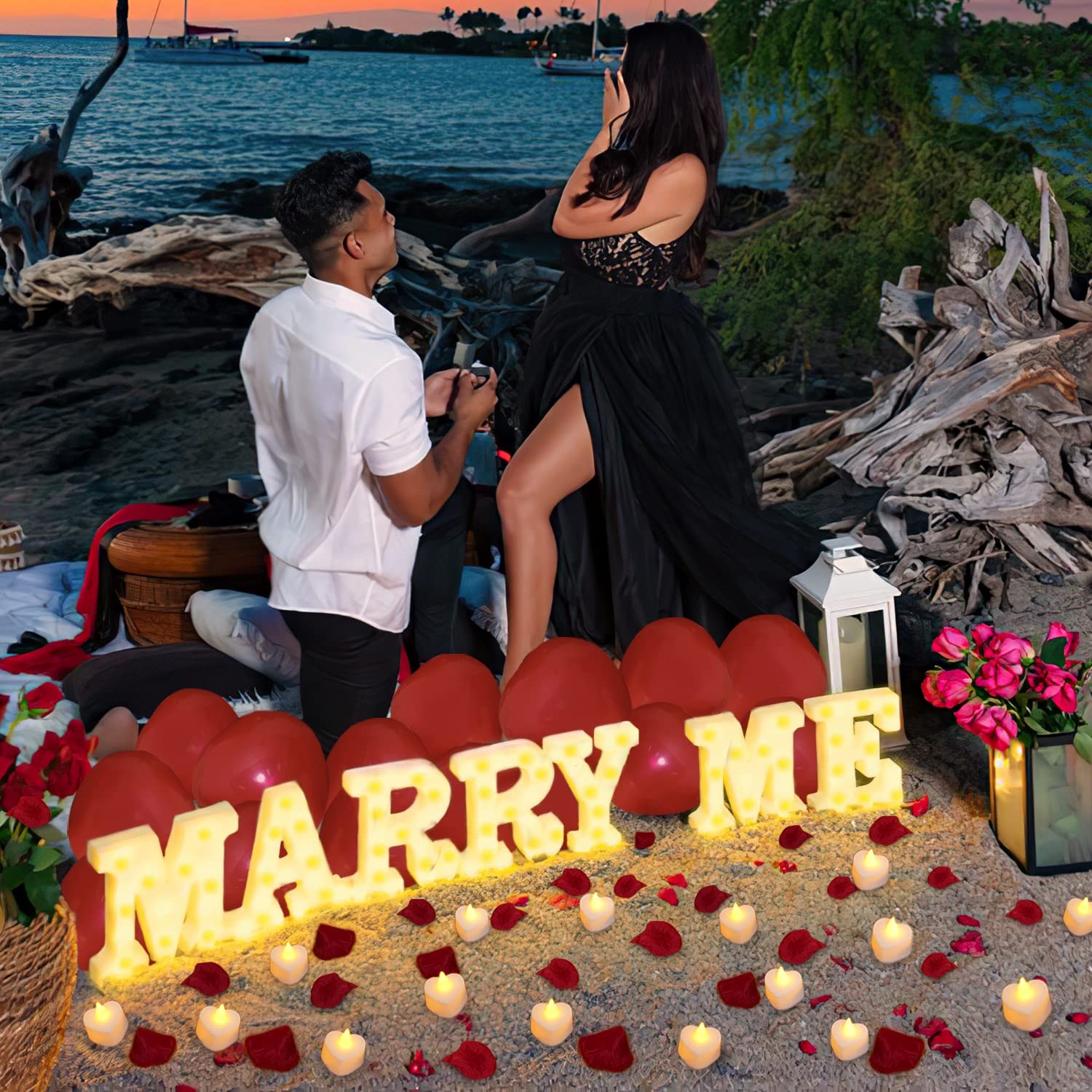 Homemory Marry Me Light Up 7.1″D x 1.4″W x 8.1″H, 2- MARRY ME Sign Kit