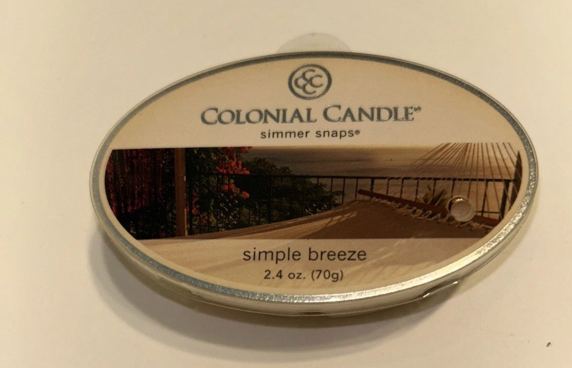 Colonial Candle Simple Breeze 2.4 oz Simmer Snaps Discontinued, Lot Of 8