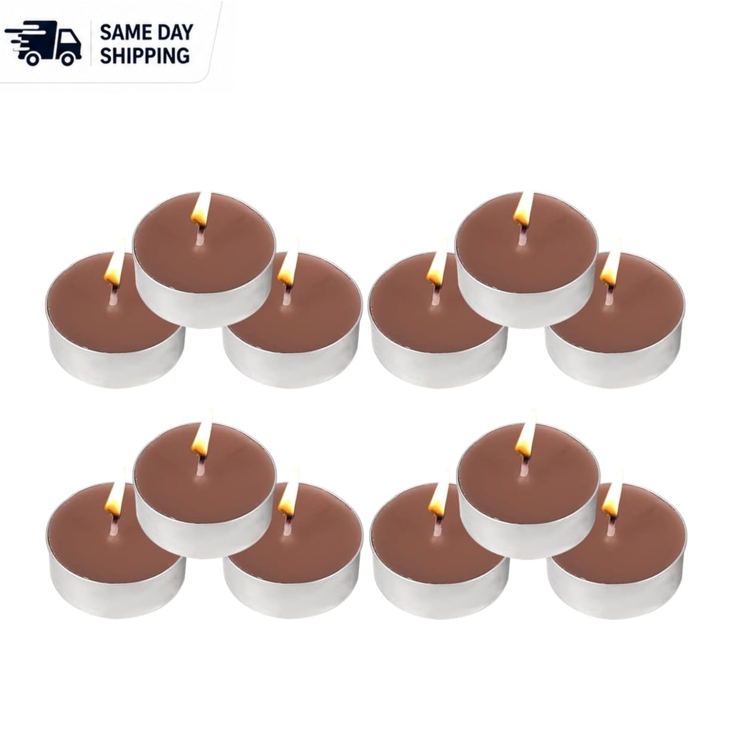 Versatile 12 Pack Scented Tea Lights – Brown Cinnamon for Indoor/Outdoor Use