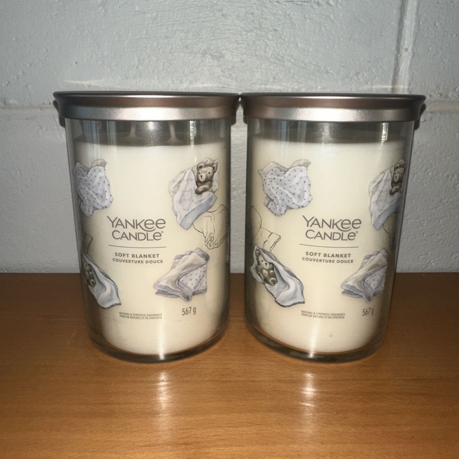 LOT OF 2-NEW-Yankee Candle SOFT BLANKET Large 20oz- 2 WICK