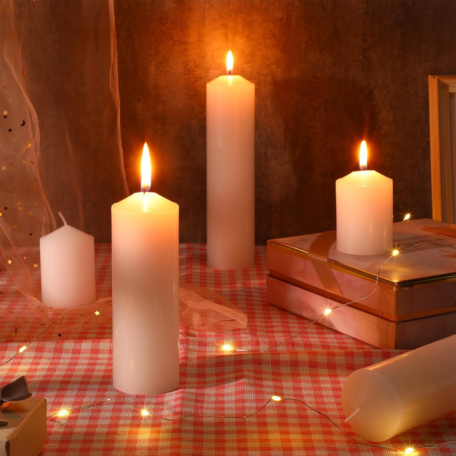36 Pcs Dripless Unscented Wax Pillar Candles – Long Burning, Smokeless, White fo