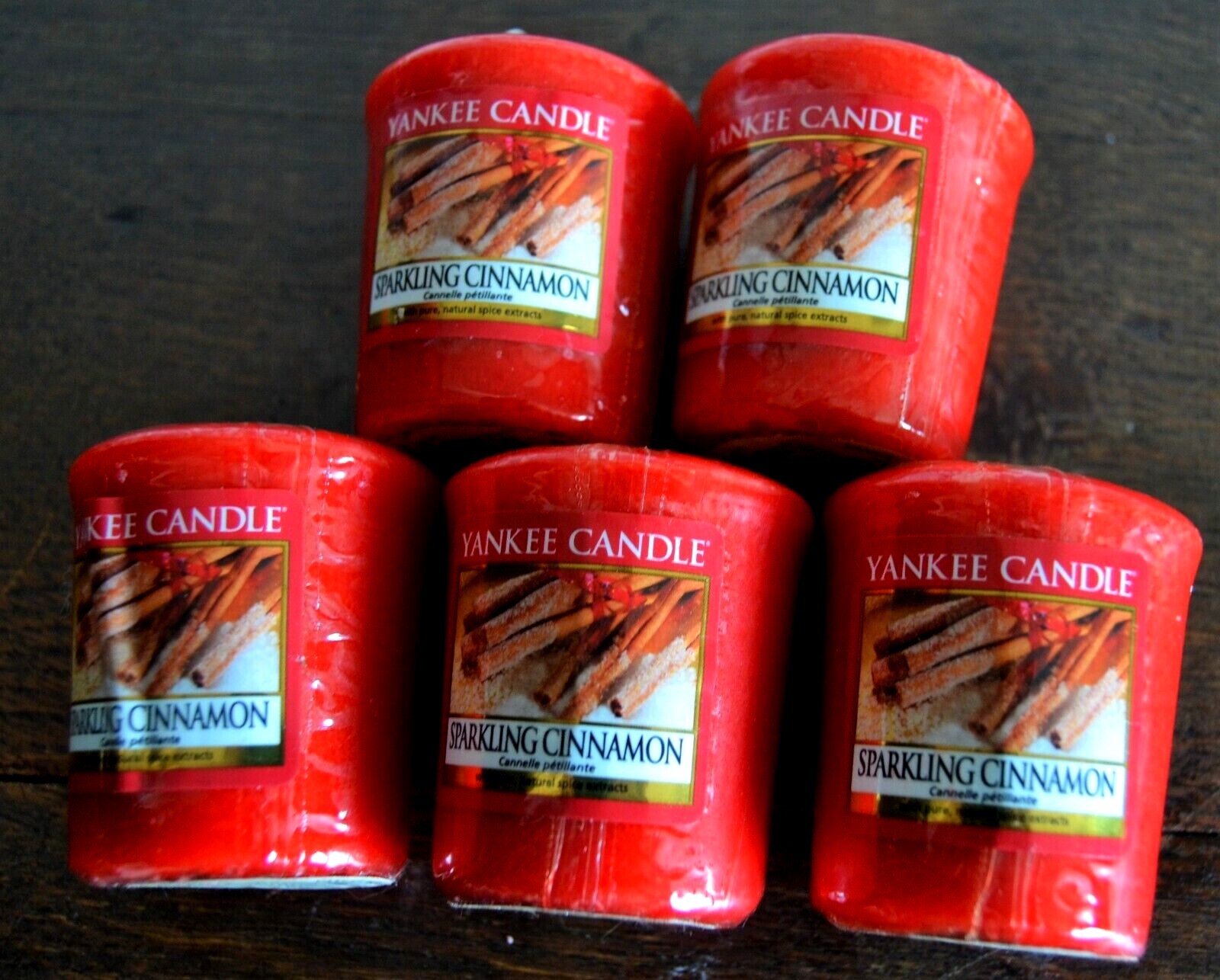 Yankee Candle VOTIVES, SPARKLING CINNAMON, Bundle 5 Pieces, Rare