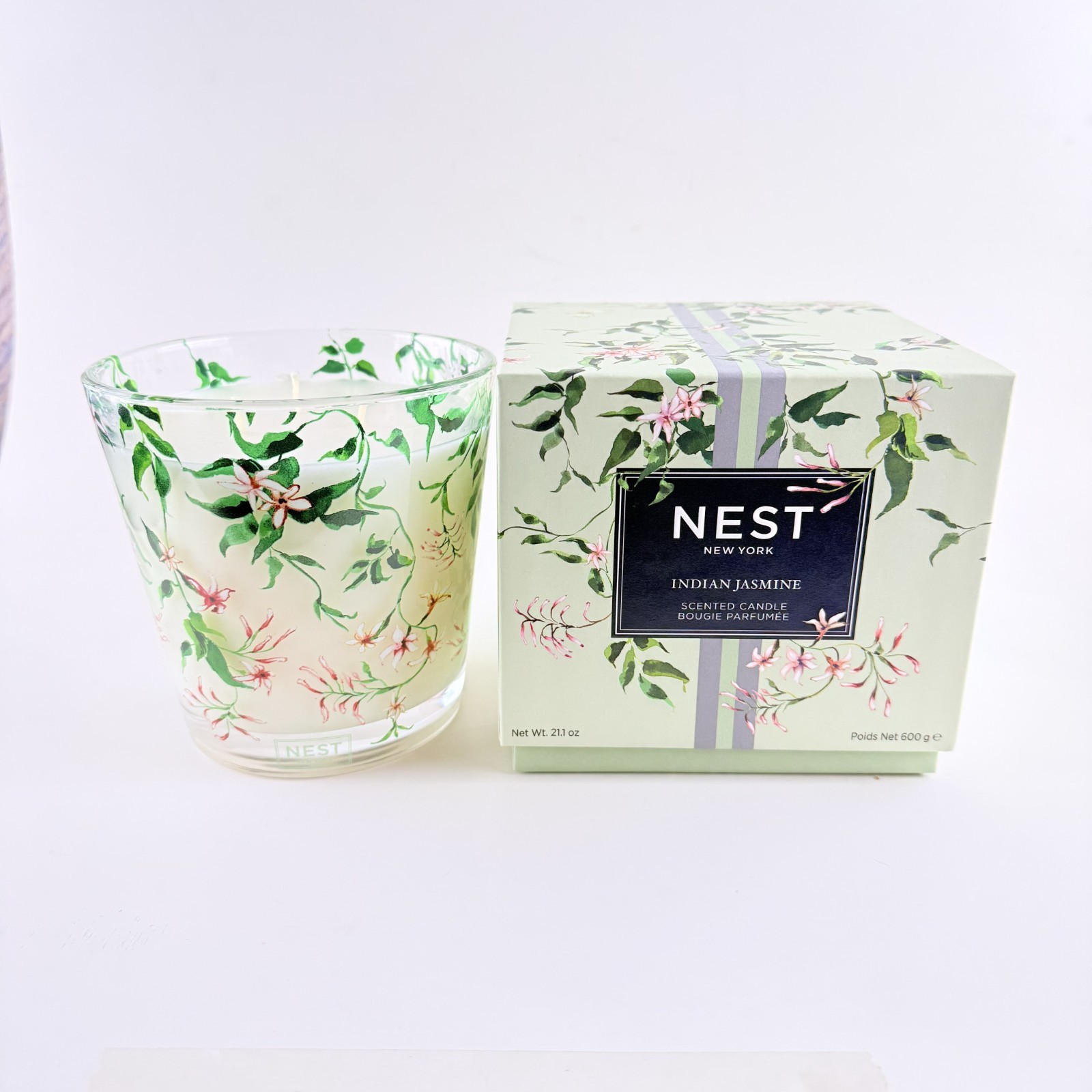 NEST India Jasmine 21.1 Oz 3 -Wick Decorative Floral Candle NIB- Retails $95