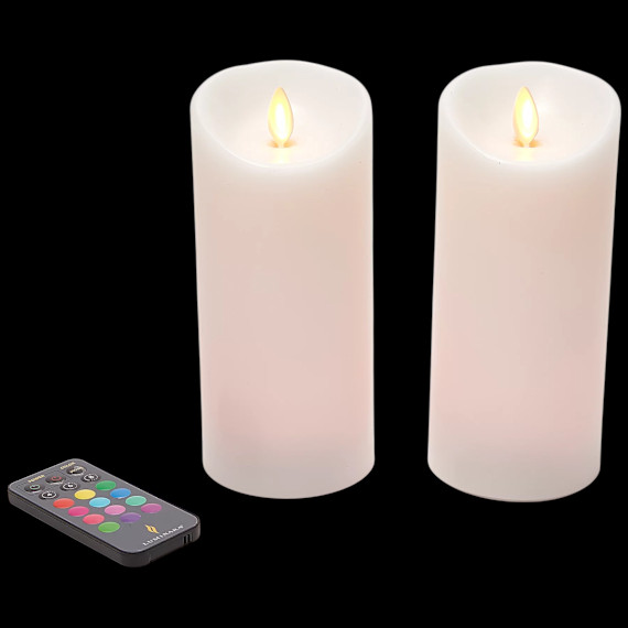 2-Pack: Luminara Flameless 4″ Color Changing Wax Pillars Set