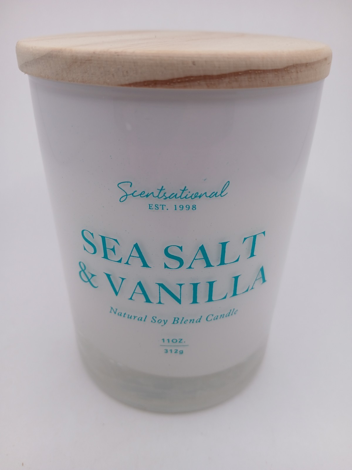 ScentSational Sea Salt & Vanilla Soy Candle 11oz Natural Soy Blend w/ Wood Lid