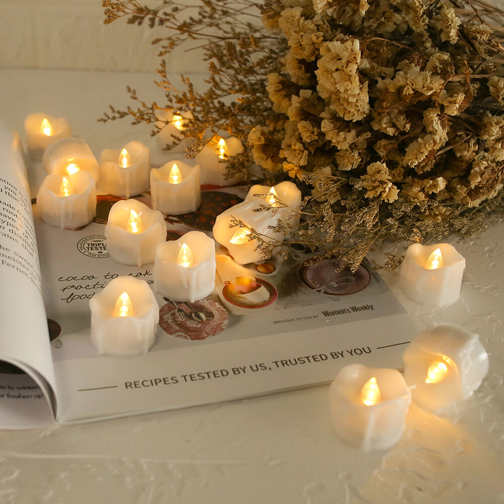 12Pcs Flameless LED Candle Tea Lights Flicker w/ Remote Control Battery Operated