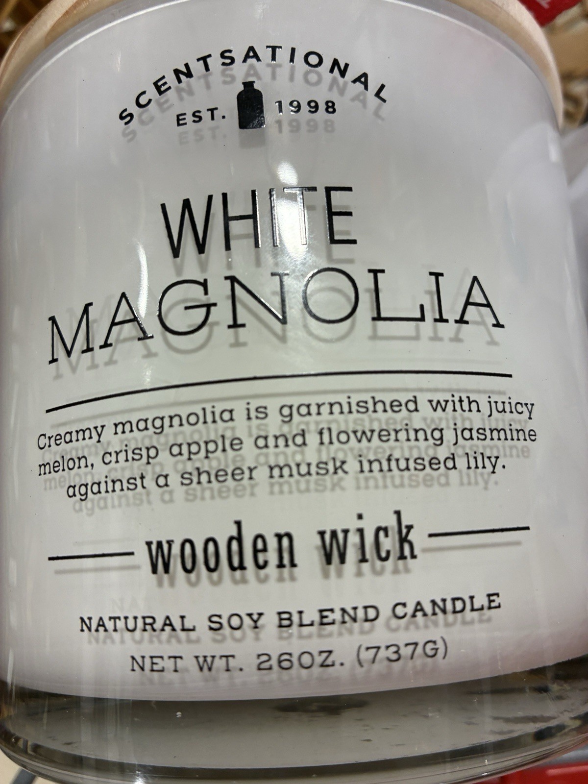 Scentsational WHITE MAGNOLIA 3 WICKS Scented Candle JUMBO SIZE 26 oz NEW!
