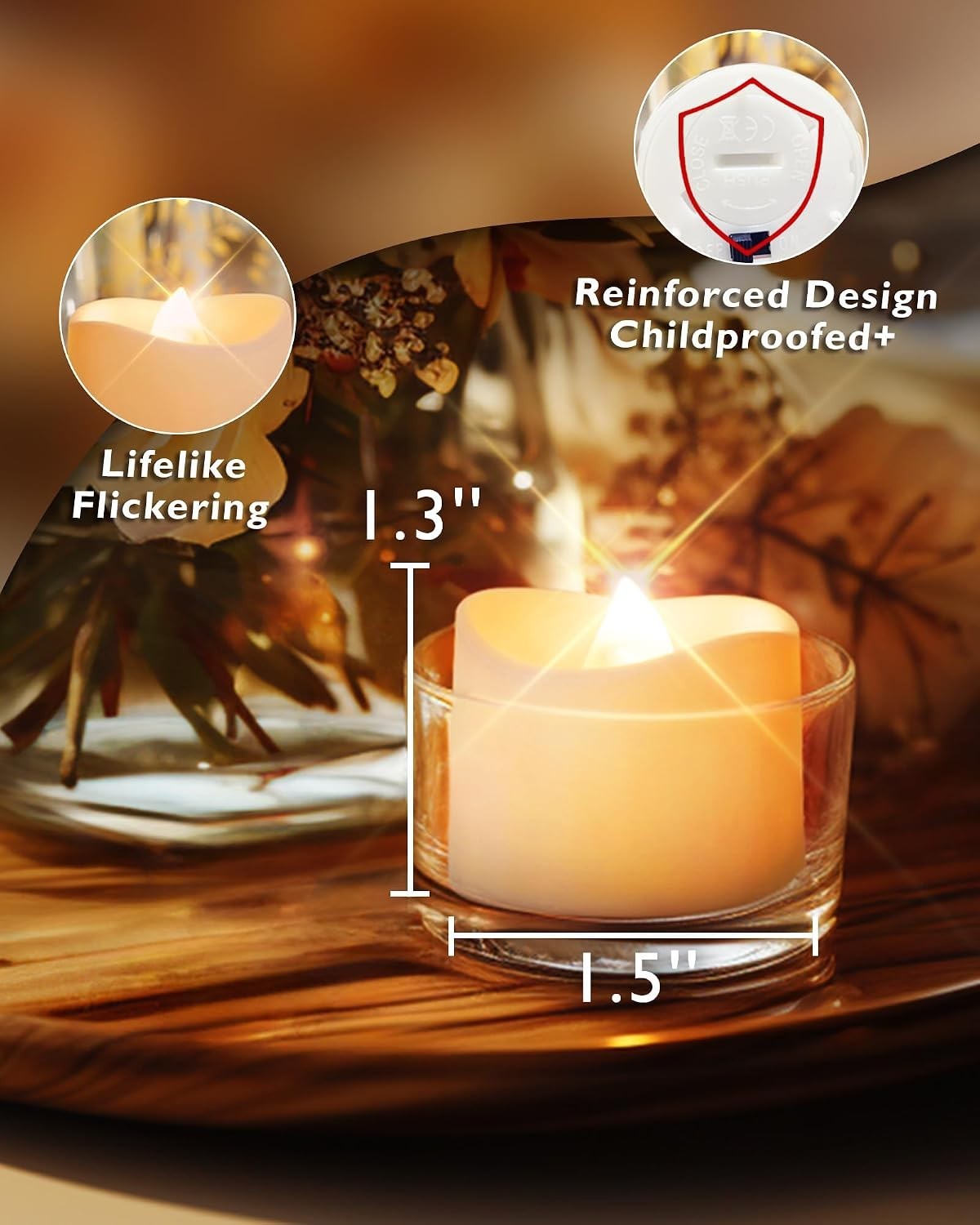 200+ Hour Flickering LED Tea Lights – Pack of 24 for Safe Indoor & Outdoor Decor