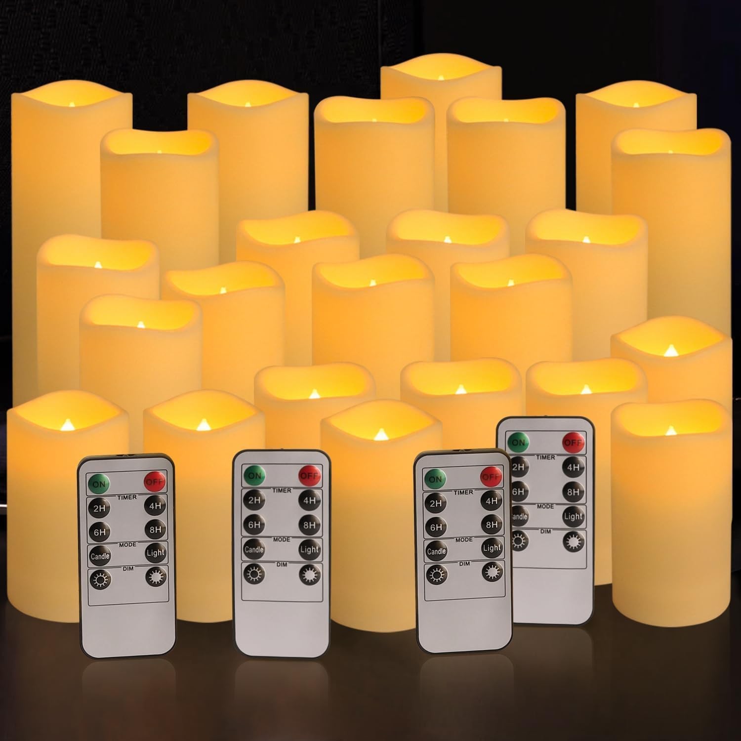 Set of 24 Waterproof Outdoor Flameless Candles, Candles with 4 Remote and Tim…
