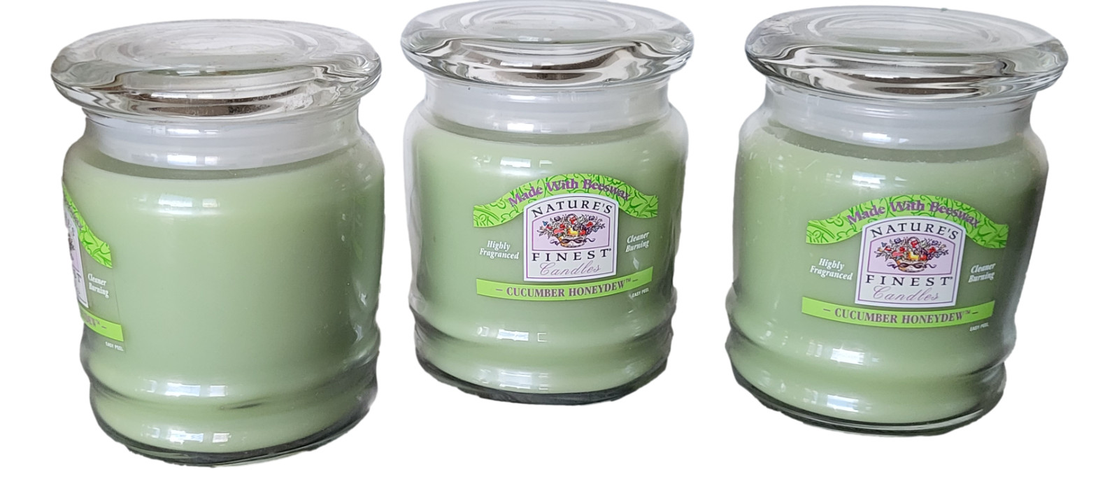 Scented Jar Candles 3-Pack 9oz Jars Cucumber Honeydew Nature’s Finest Beeswax