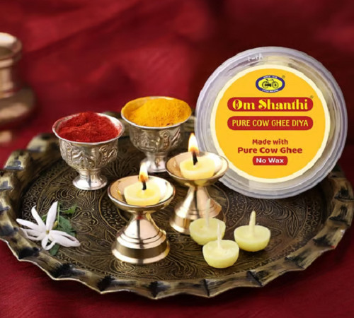 Cycle Pure Om Shanthi Cow Ghee Diya for Puja (pack of 10)