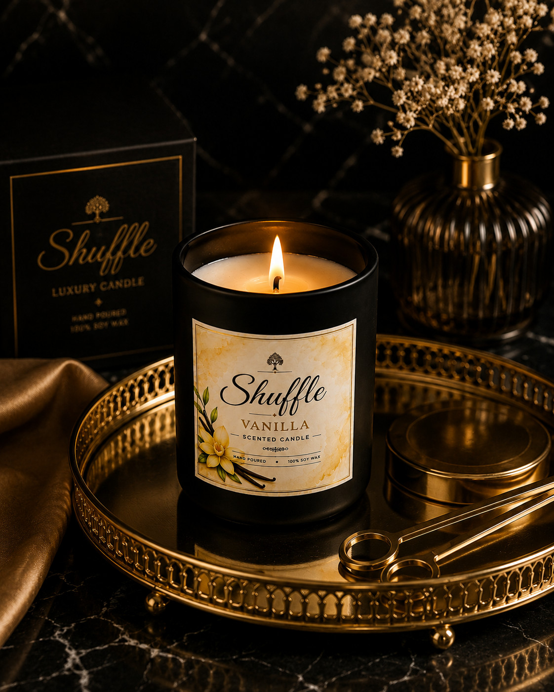 Luxury 450g Vanilla Scented Soy Wax Candle | 40-45 Hrs Burn Time | Aromatherapy