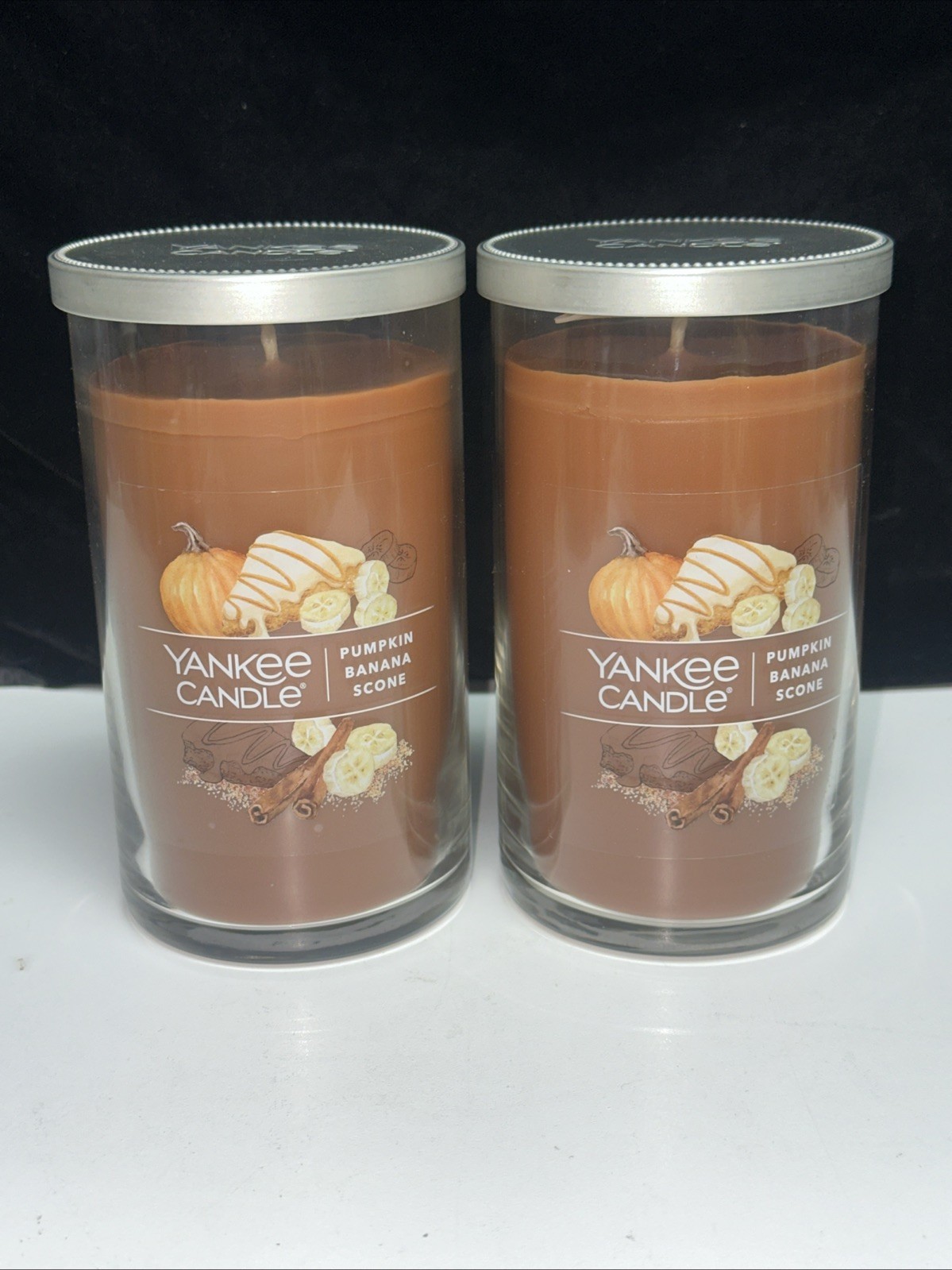 LOT OF 2-NEW-Yankee Candle PUMPKIN BANANA SCONE Large 14.25oz. FREE SHIPPING