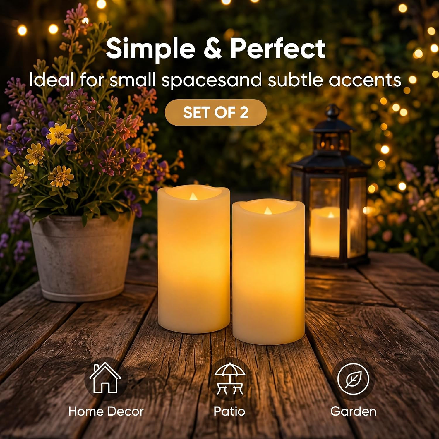 Dusk to Dawn Outdoor Waterproof Flameless Candles with Auto Light Sensor, Flicke