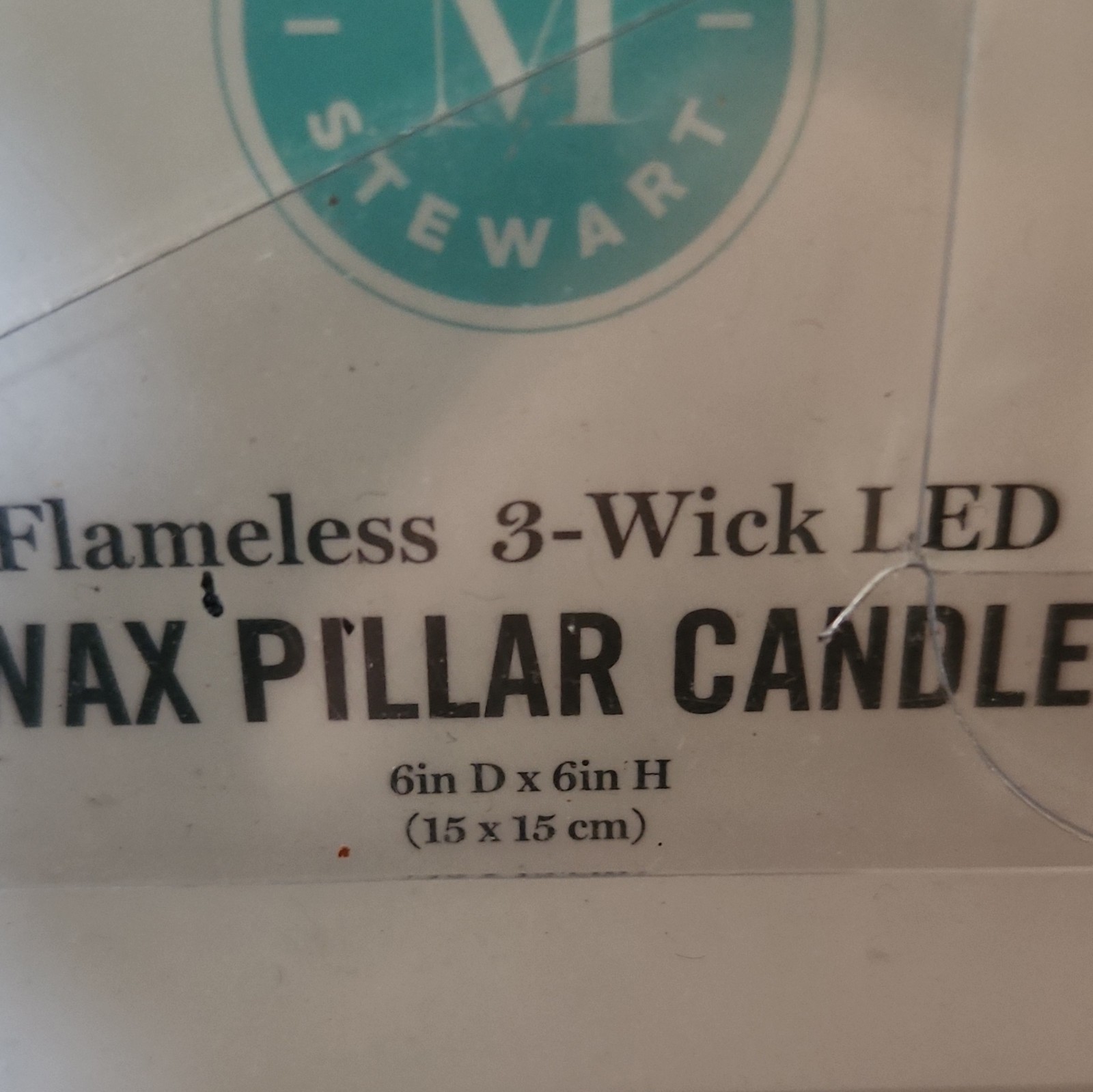 Martha Stewart Flameless 3-Wick LED Wax Pillar Candle Ivory 6in x 6in AA