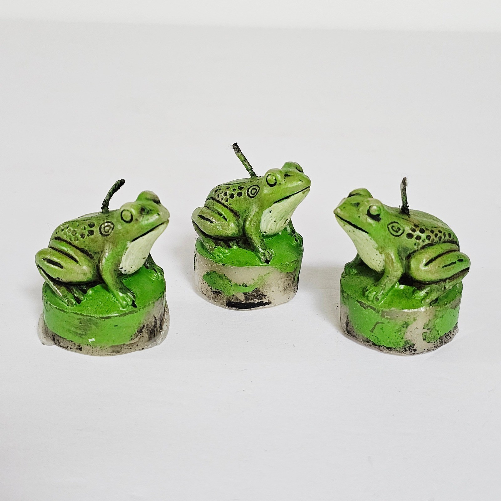 Vintage Frog Tealight Candles Set 3 Cottagecore Decor Nature Rain Forest Garden