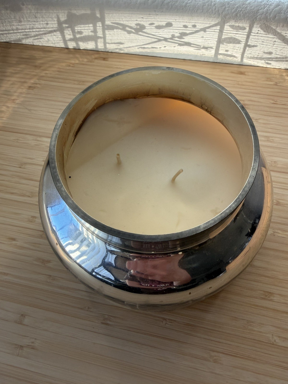 Capri Blue Volcano Candle 48 oz Mercury Glass Jar Silver Anthropologie New
