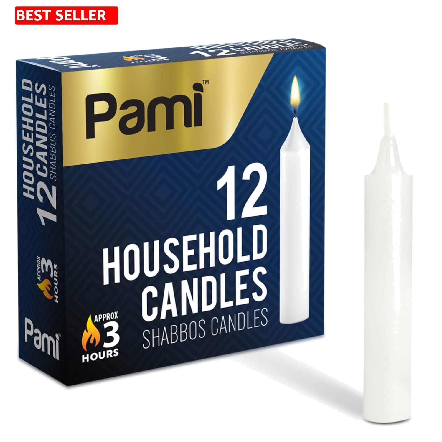 Charming 12-Pack of Dripless Taper Candles – Perfect for Shabbat and Holidays