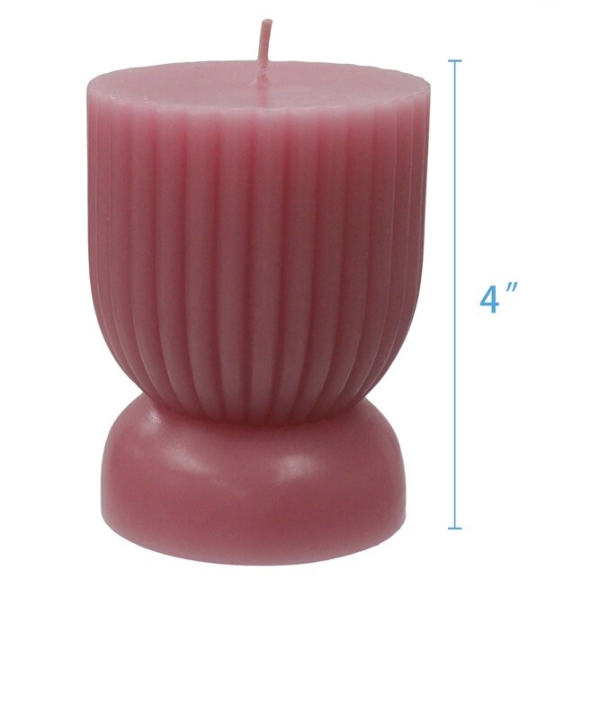 Better Homes & Gardens Unscented Ribbed Pillar Candle, 3×4 Inches, Pink